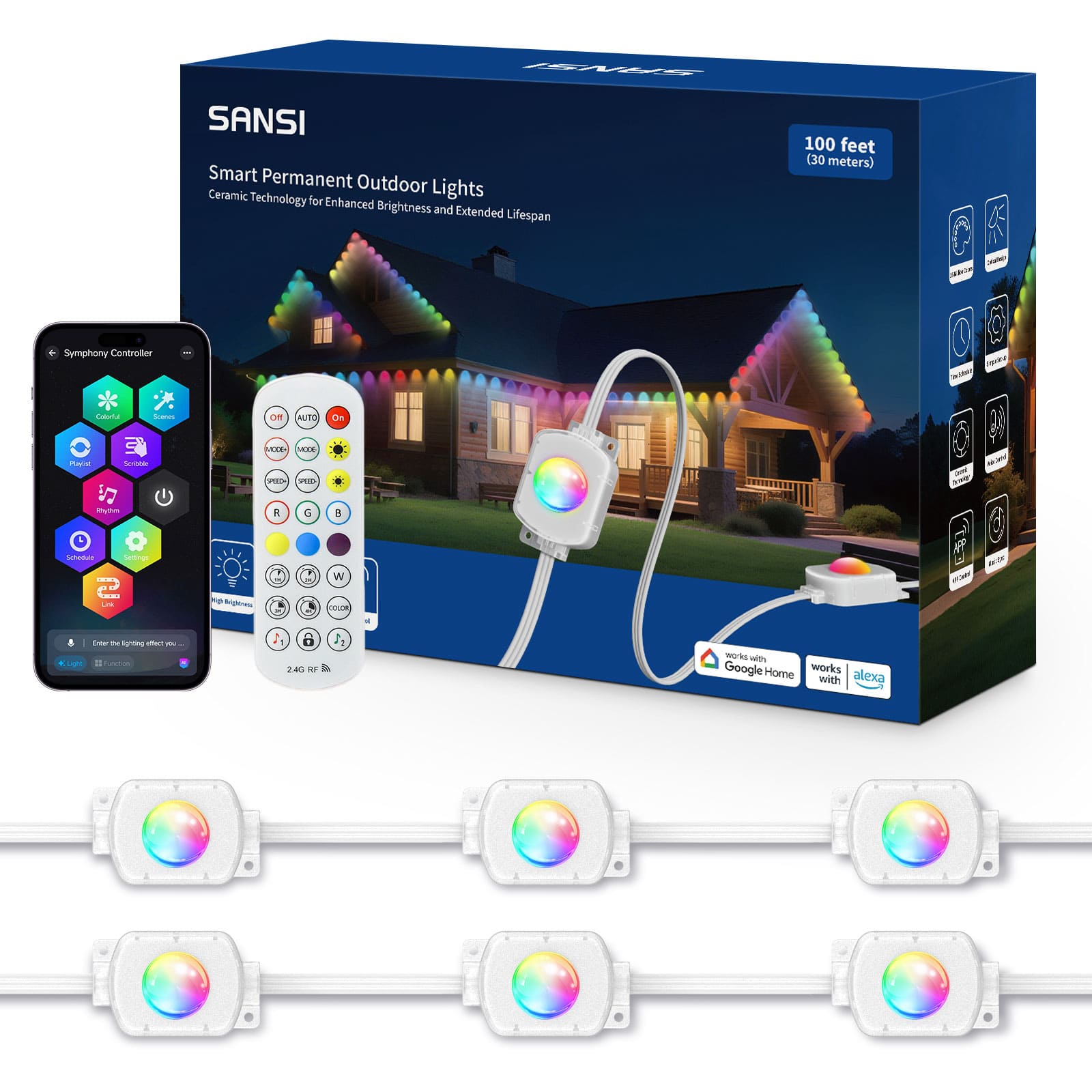 Luci RGB permanenti intelligenti per esterni SANSI