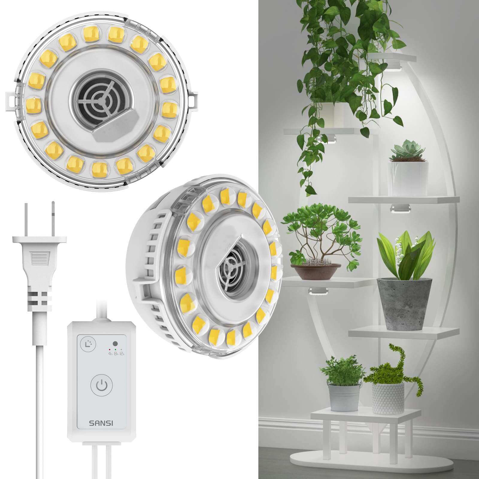 SANSI 10W LED Puck Pflanzenlampe mit Timer und Dimmer