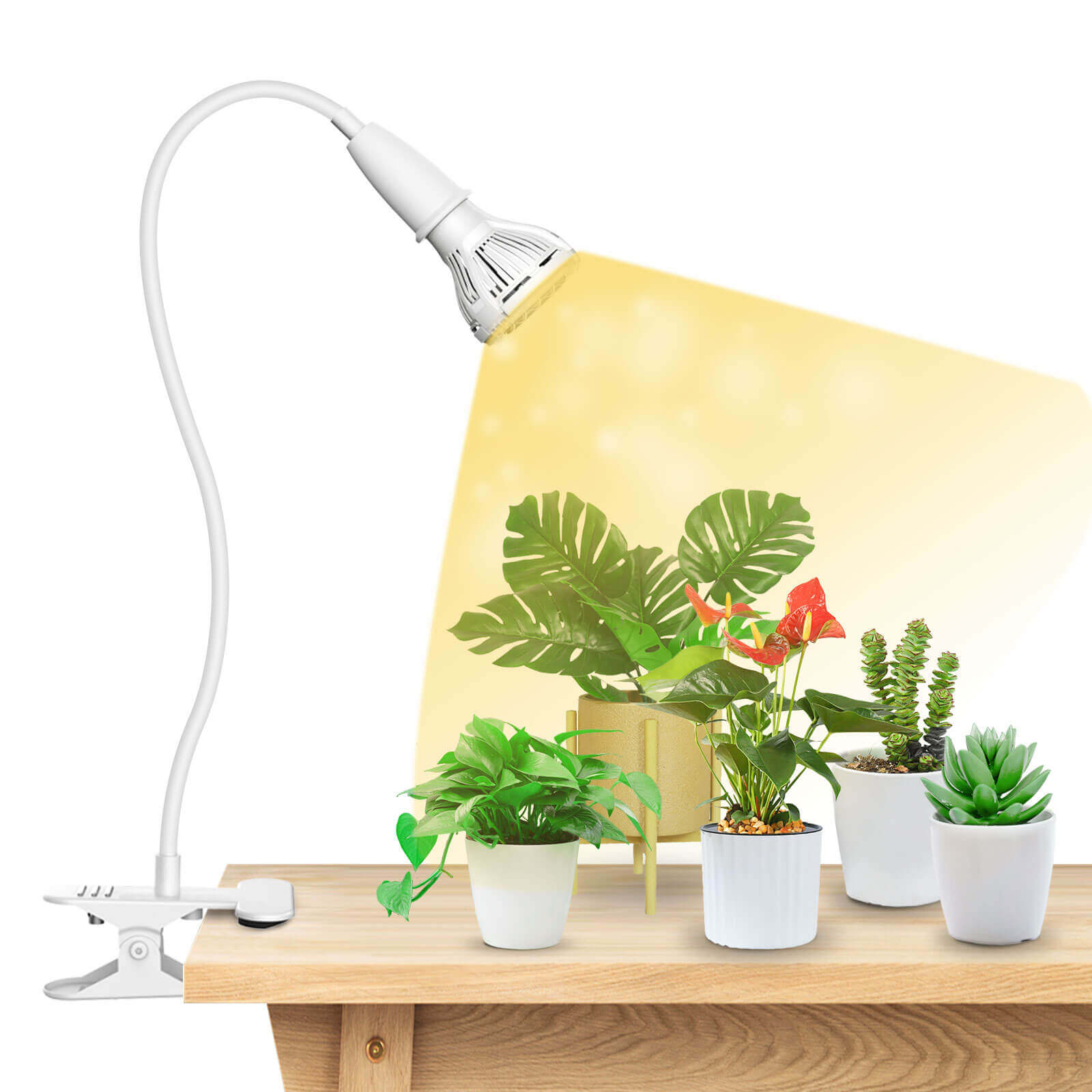 10W Adjustable 1-Head Clip-on LED Grow Light (US/CA ONLY), white model.