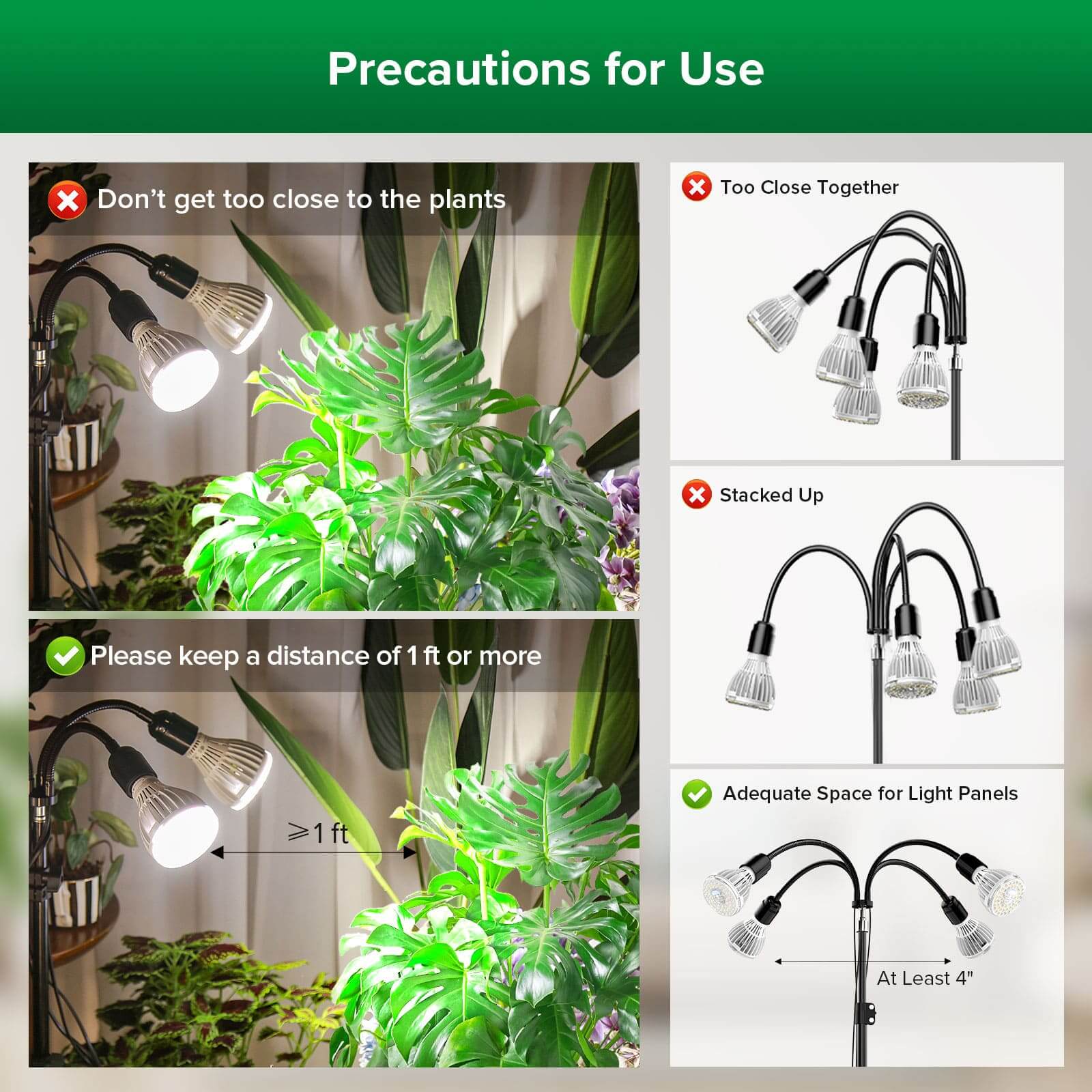 SANSI Upgraded 120W Multi-head Grow Light with Adjustable Tripod Stand