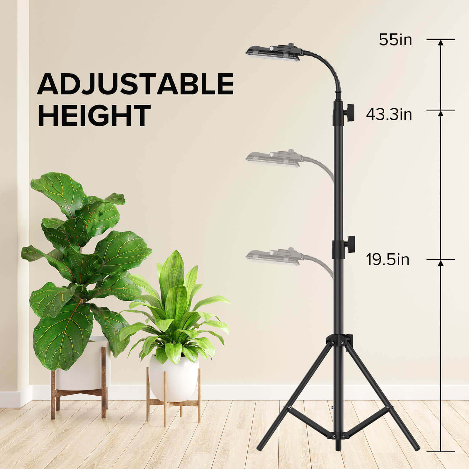 30W LED Grow Light With Tripod Stand,height adjustable.