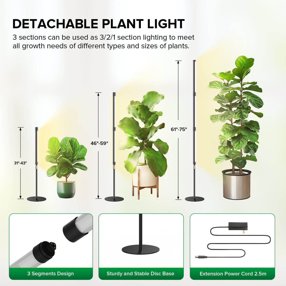 SANSI T10 Pro 80W LED Standing Grow Light