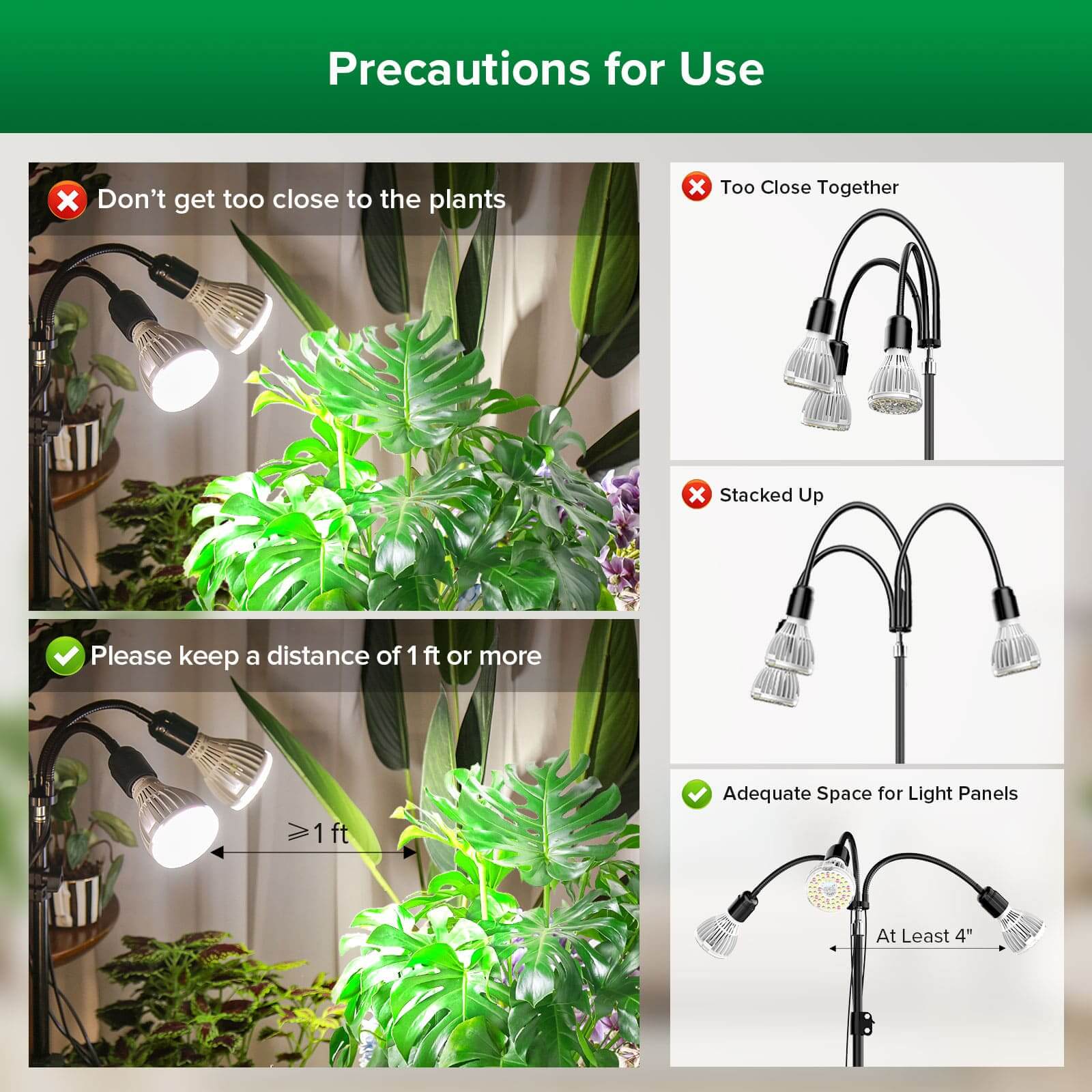 SANSI Upgraded 90W Multi-head Grow Light with Adjustable Tripod Stand