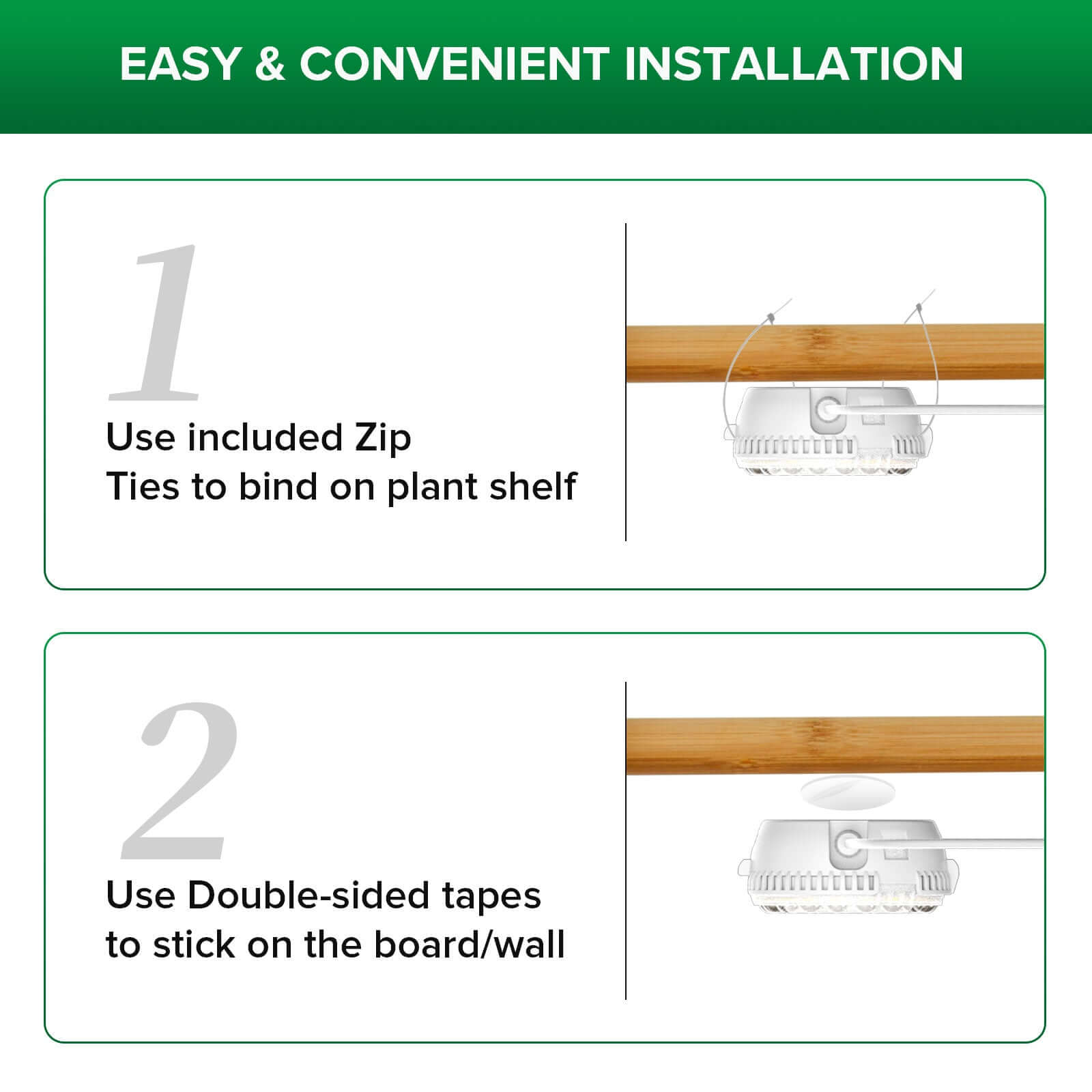 10w Full Spectrum 2-Head Grow Light(US ONLY) has two way to install.