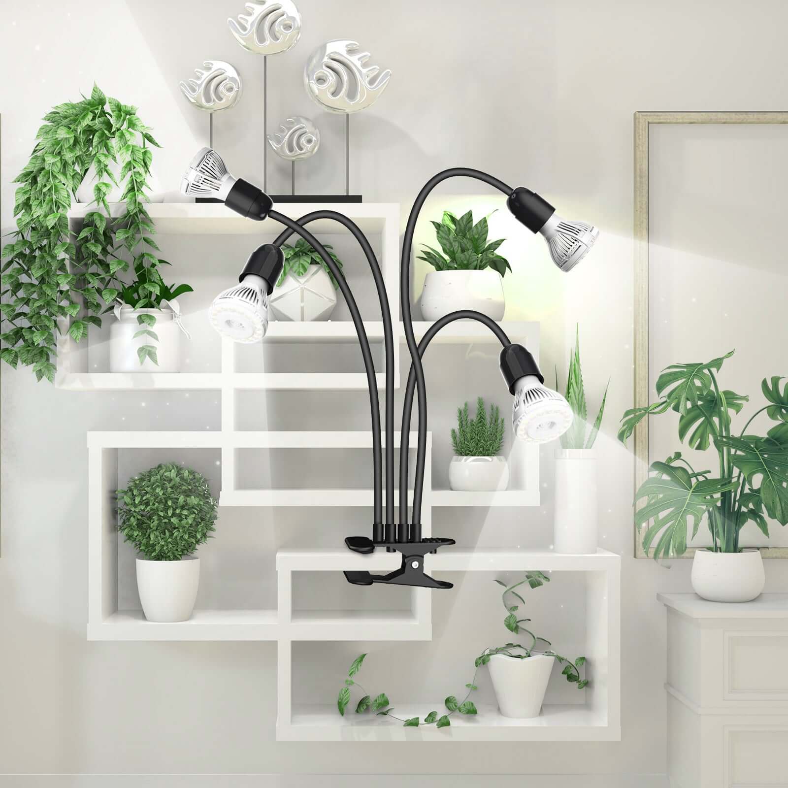 40W Adjustable 1-Head Clip-on LED Grow Light with Timer.