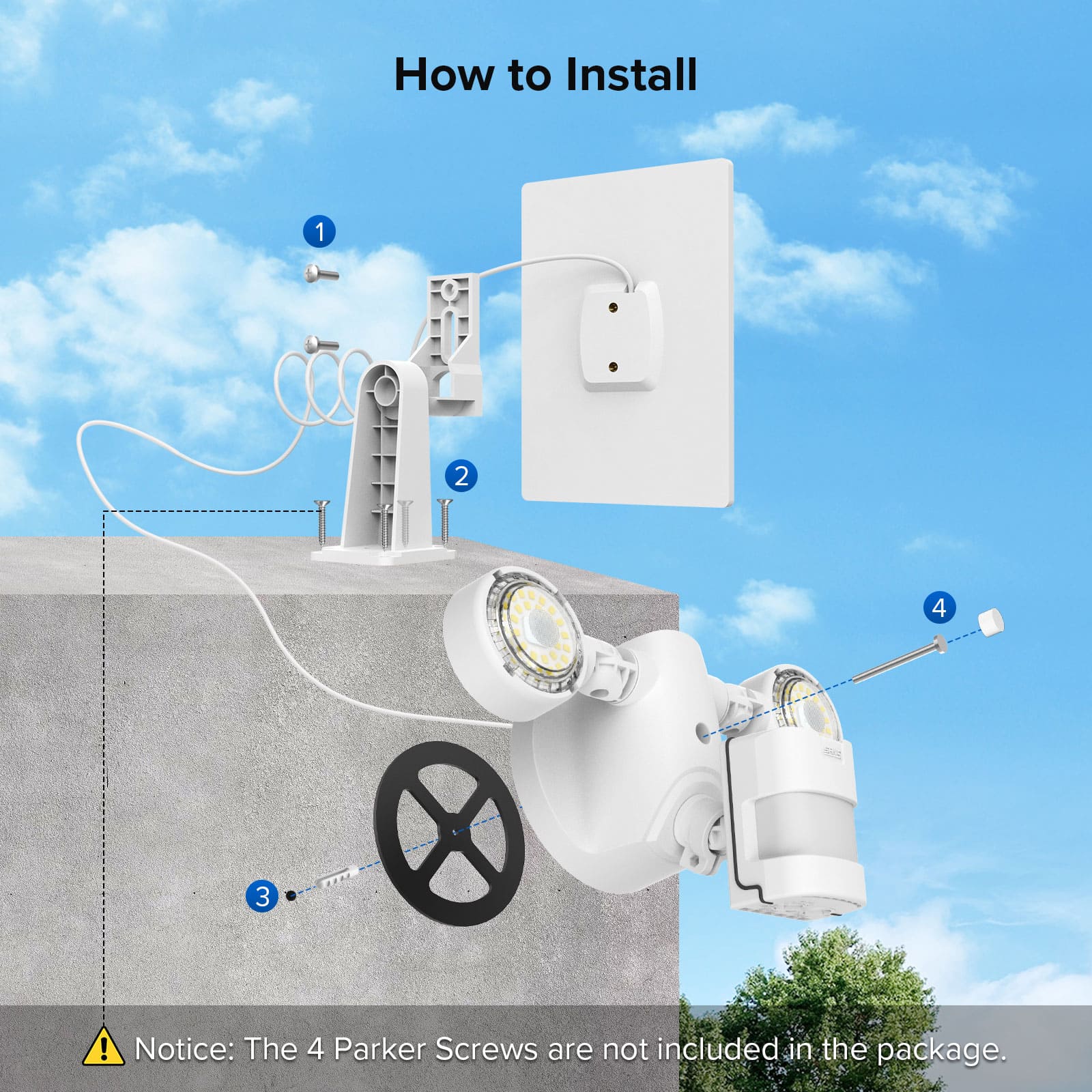 3.5W Outdoor Solar Security Light (Motion Sensor)(US ONLY), Installation diagram.