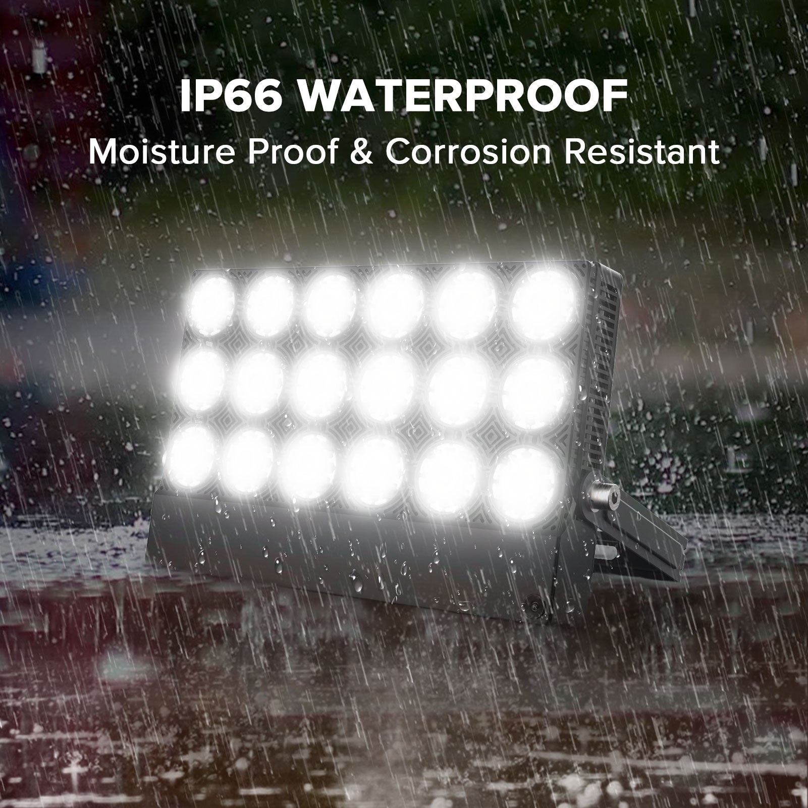 100W LED Flood Light (US ONLY) is IP66 waterproof.
