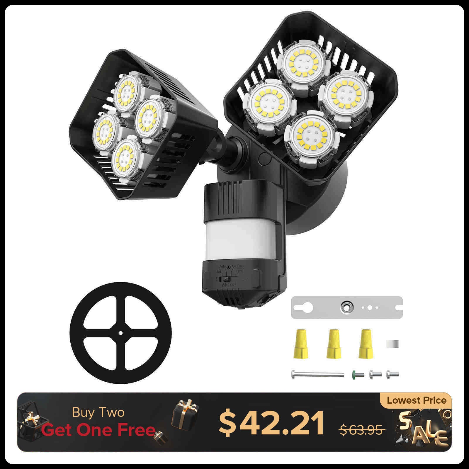 Quadratisches, verbessertes 54-W-LED-Sicherheitslicht (Dämmerung bis Morgengrauen und Bewegungssensor) (NUR USA/KANADA)