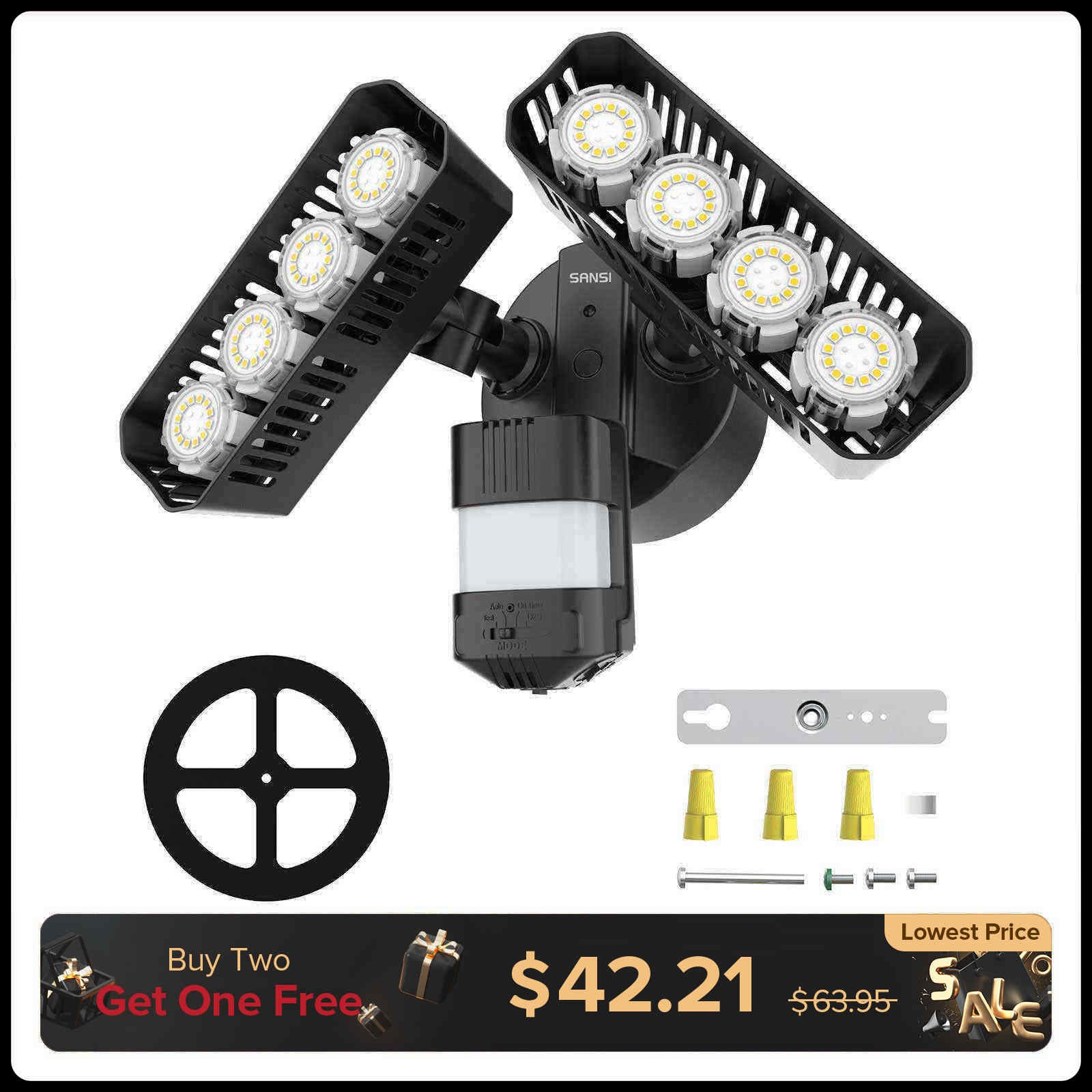 Rectangle Upgraded 54W Led Security Light (Dusk to Dawn&Motion Sensor)(US/CA ONLY)