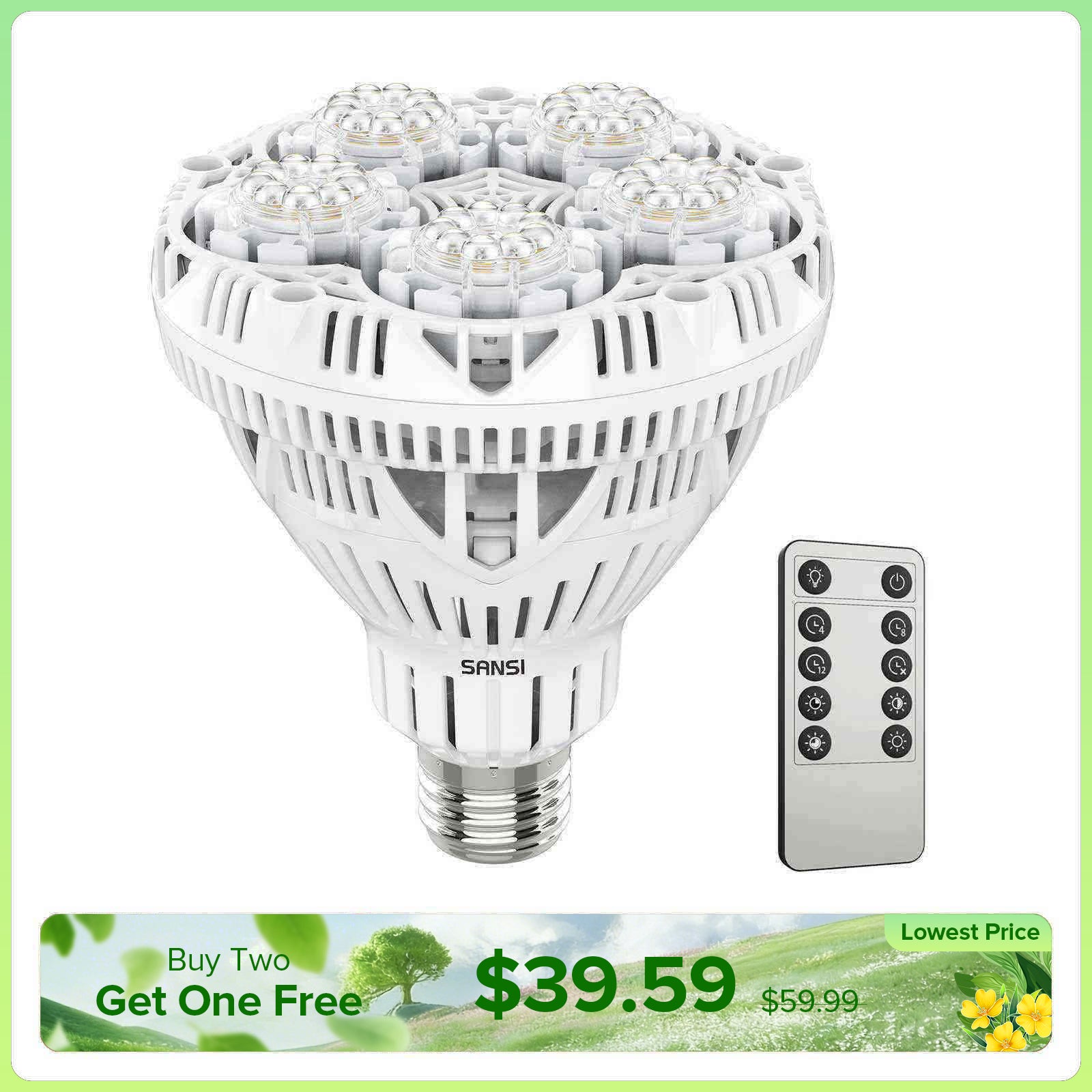 BR30 30W LED Grow Light Bulb With Remote Control (US/CA ONLY)