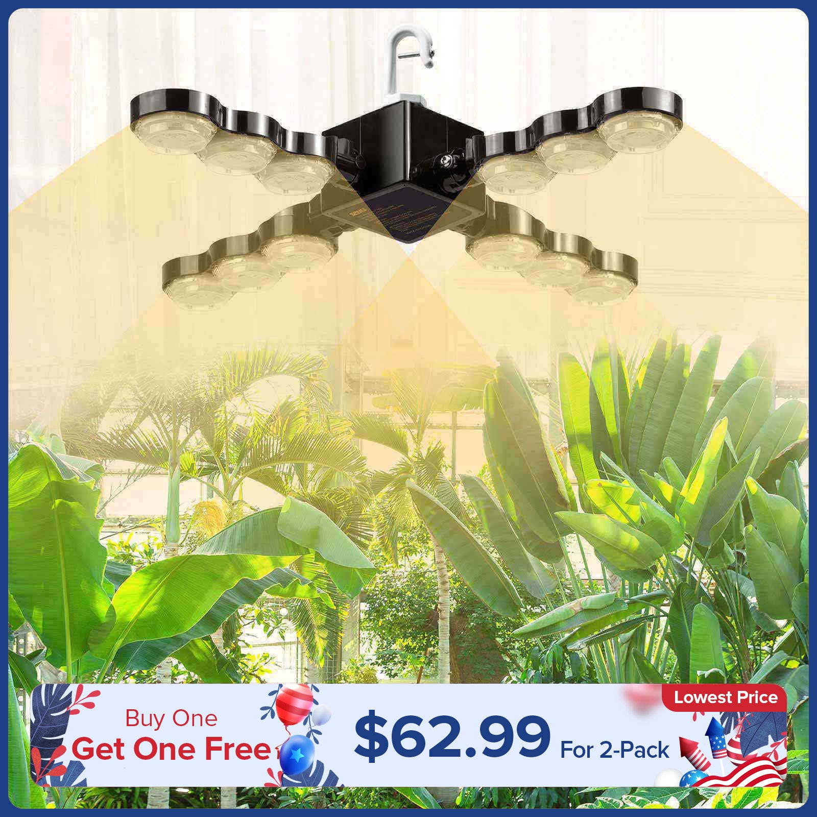 60W LED Grow Light (Folding Wings & With Hook) (EU ONLY)
