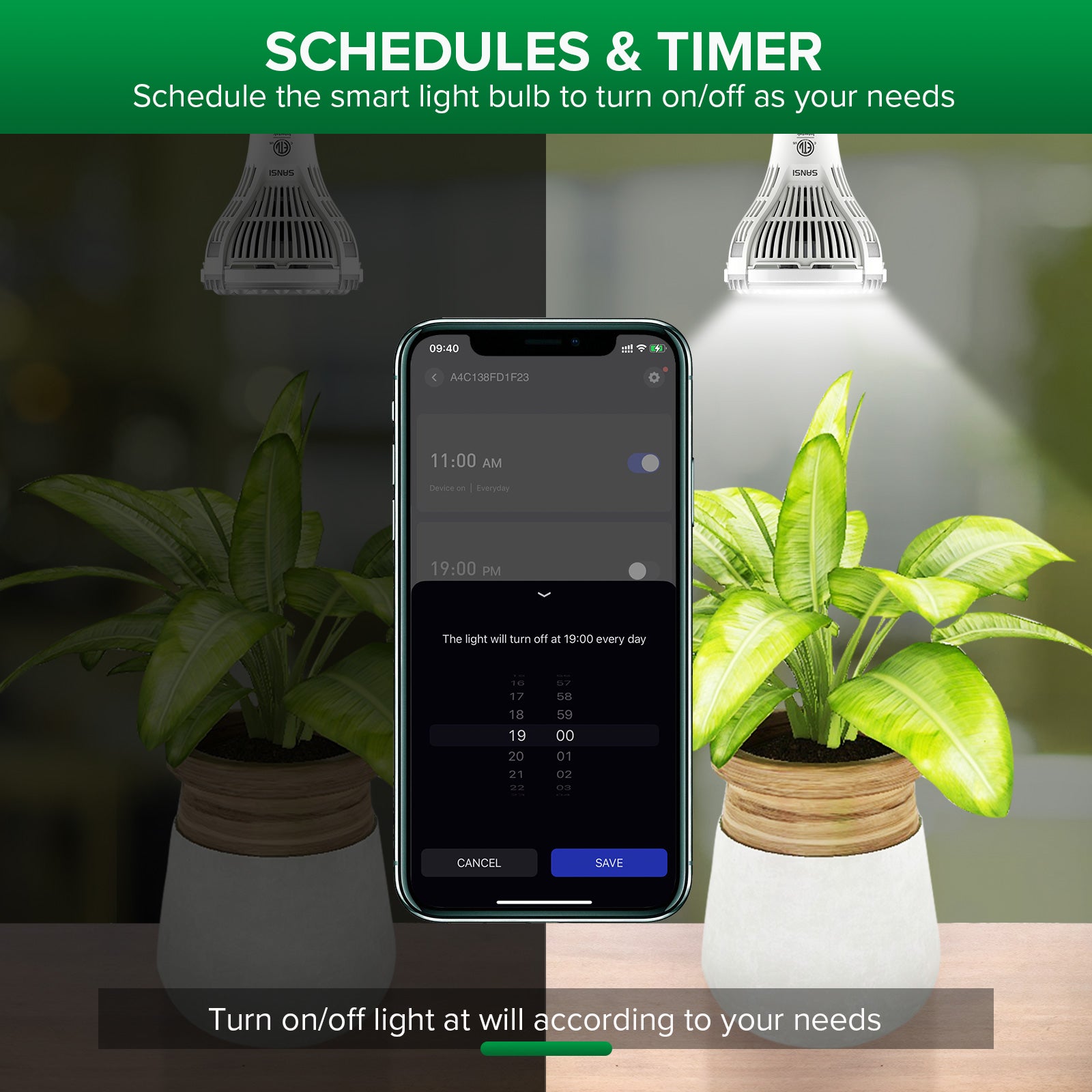 PAR25 10W Smart Grow Light Bulb with APP Control has timer