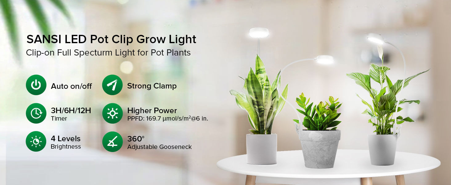 10W pot clip grow light has strong clamp and timer function