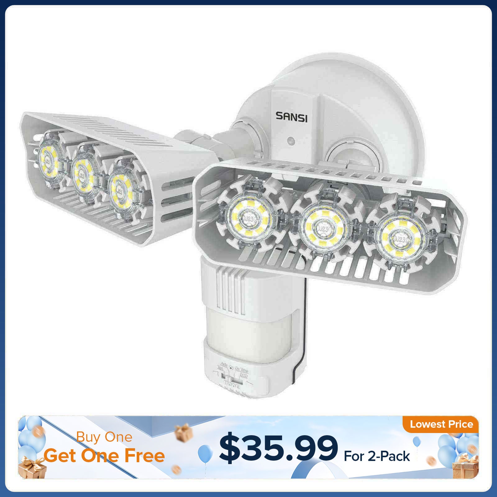 27-W-LED-Sicherheitsleuchte (Dämmerung bis Morgengrauen und Bewegungssensor)