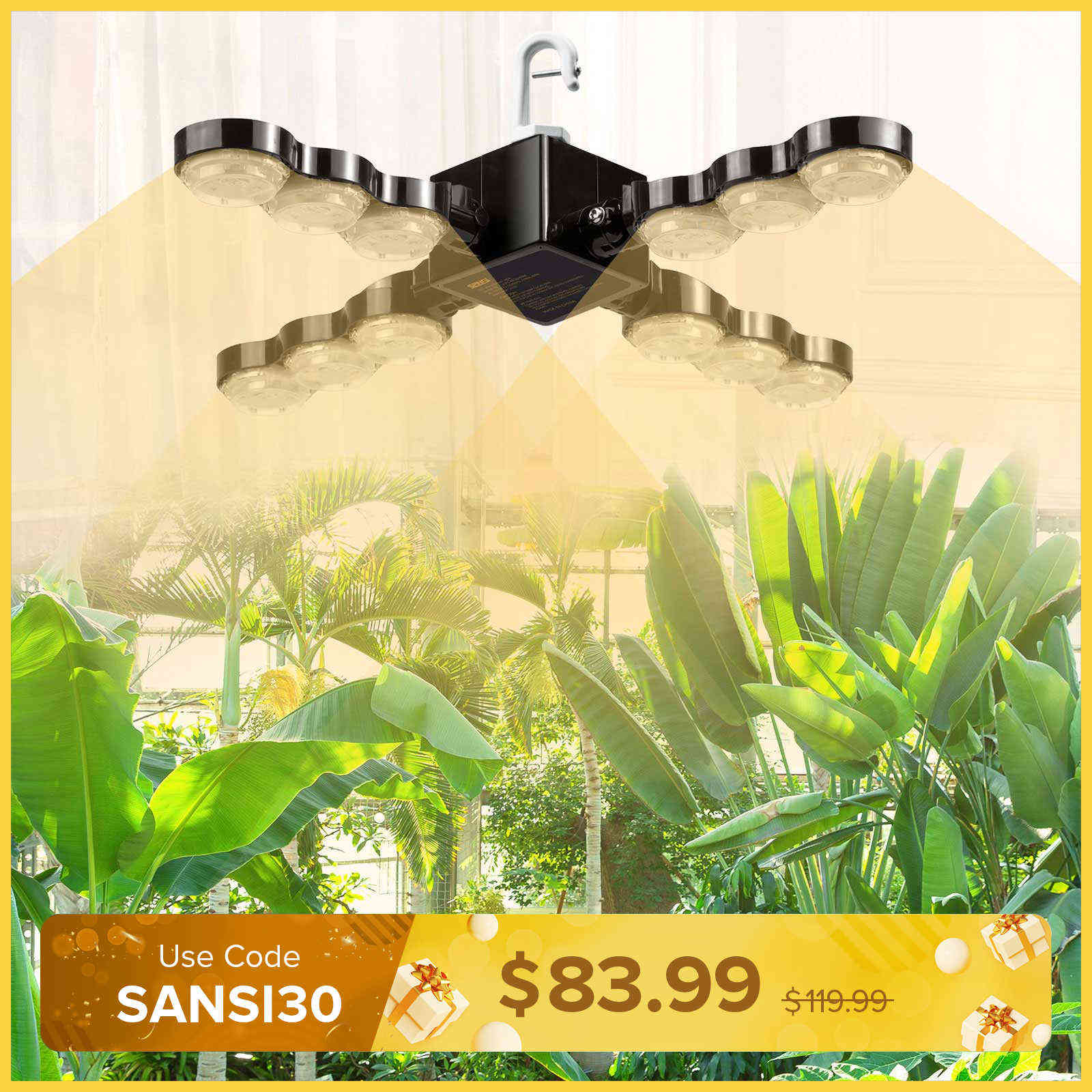 60W LED Grow Light (Folding Wings & With Hook)(EU ONLY)
