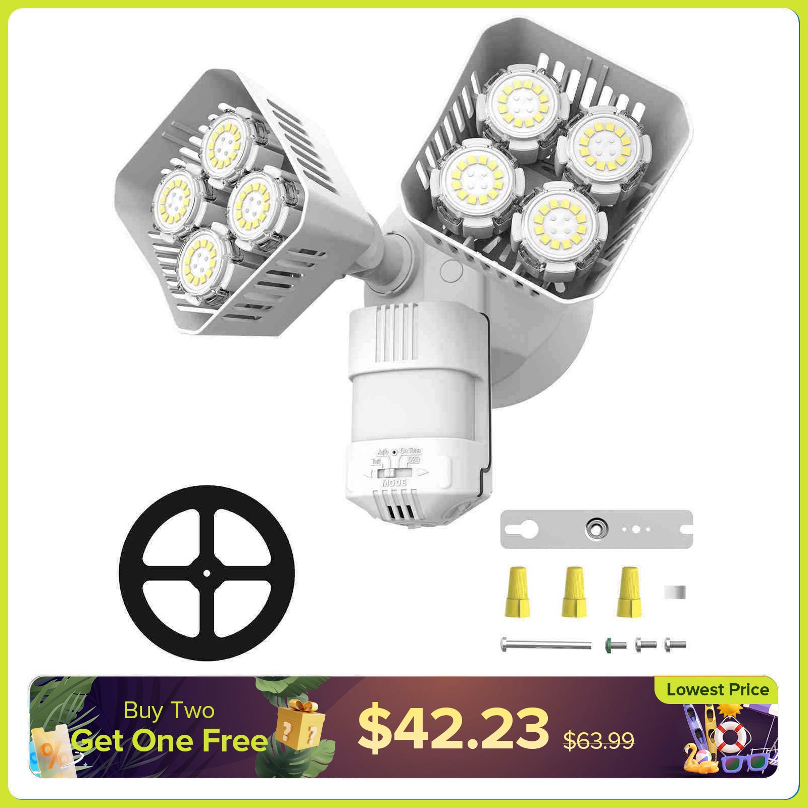Square Upgraded 54W Led Security Light (Dusk to Dawn & Motion Sensor)(US/CA ONLY)