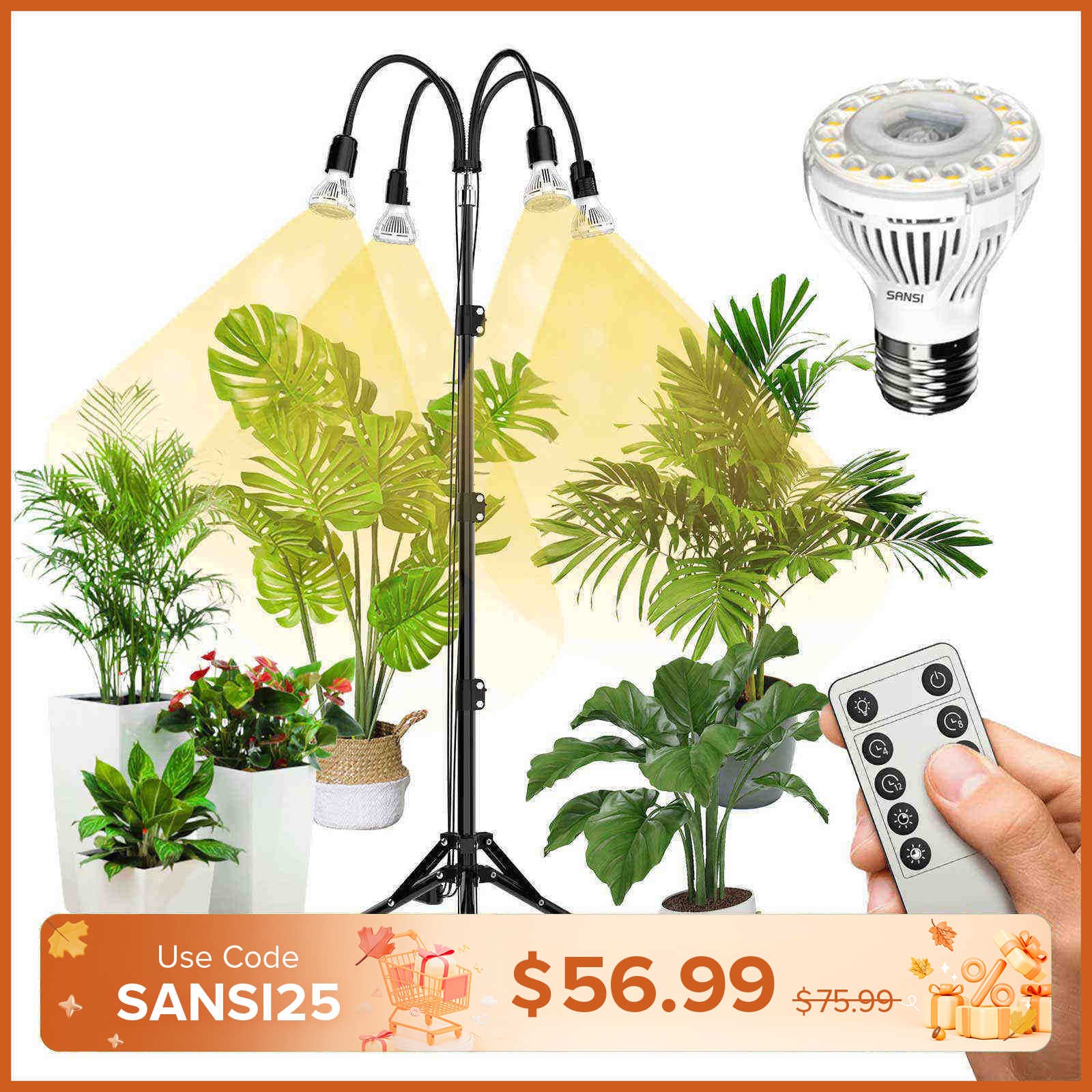 Upgraded 40W Adjustable Tripod Stand Grow Light with Remote Control (US ONLY)
