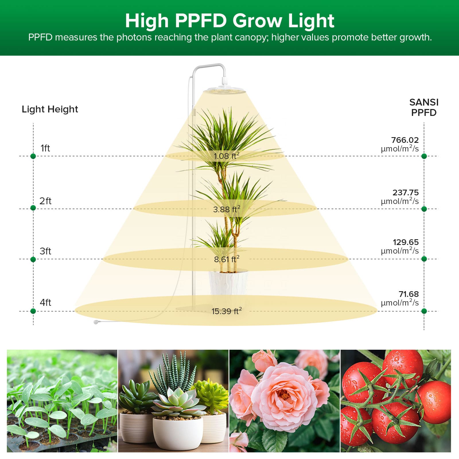 SANSI 125W Tall Standing Grow Light With Remote Control (EU ONLY)