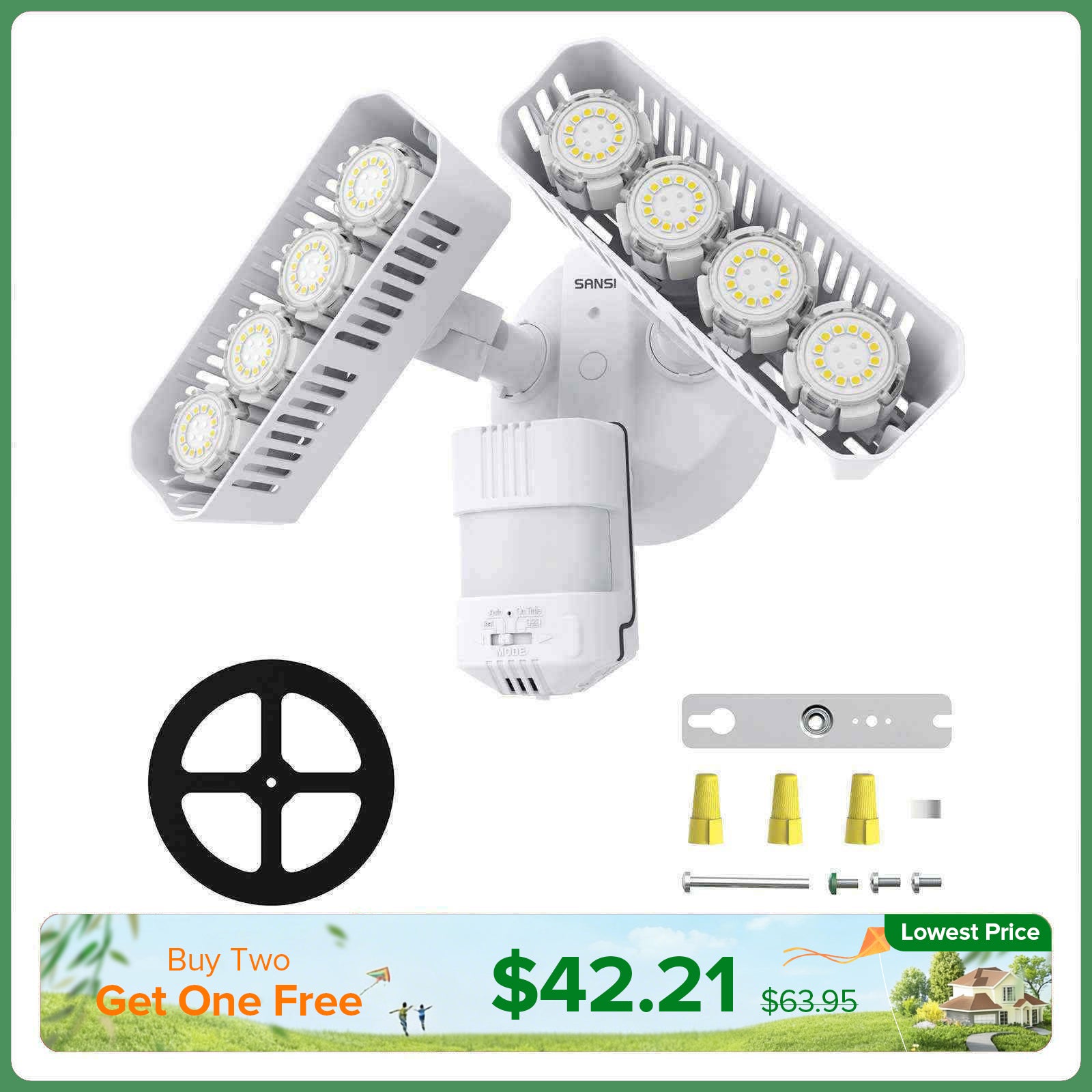 Luce di sicurezza a LED rettangolare potenziata da 54 W (dal tramonto all'alba e sensore di movimento) (SOLO USA/CA)