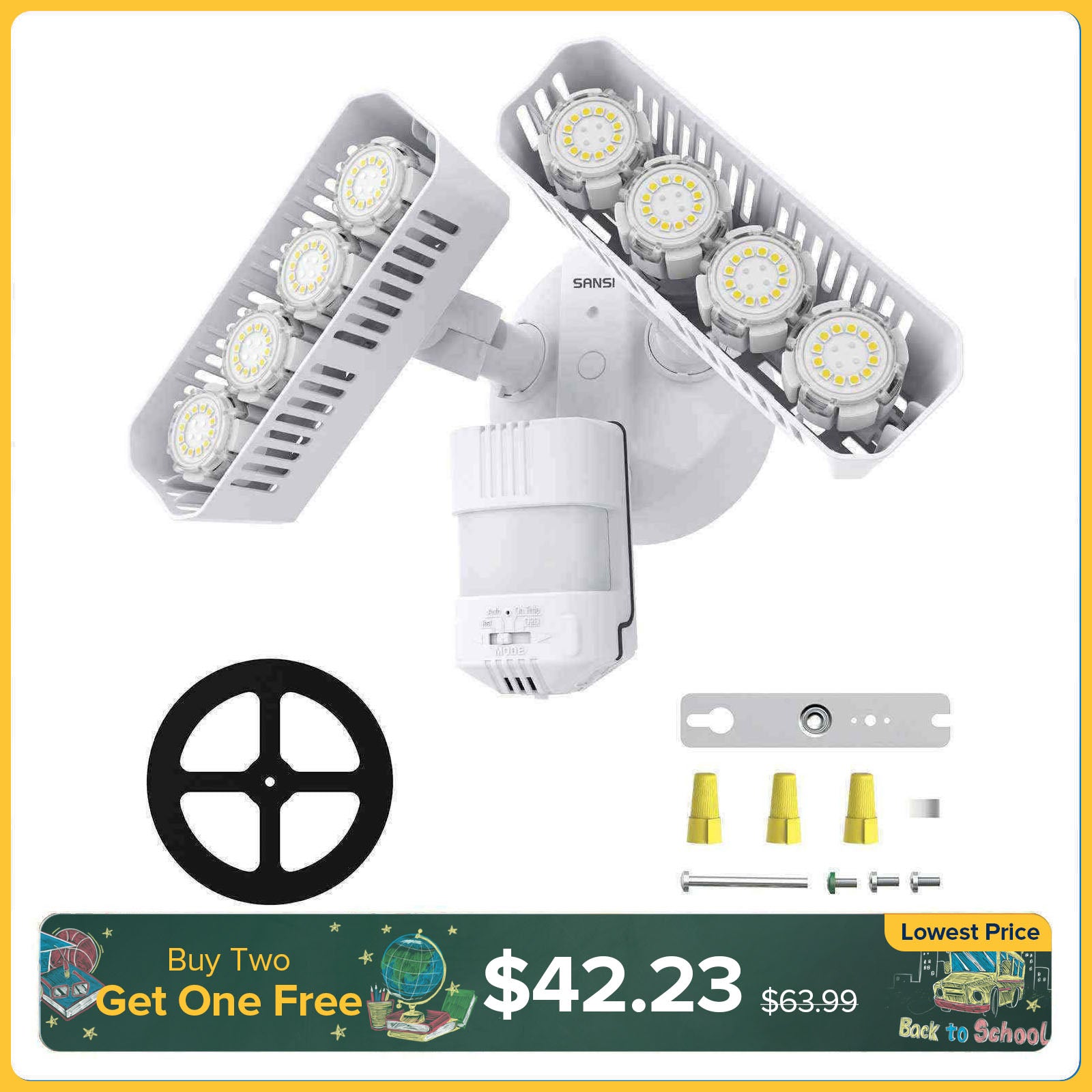 Rectangle Upgraded 54W Led Security Light (Dusk to Dawn&Motion Sensor)(US/CA ONLY)