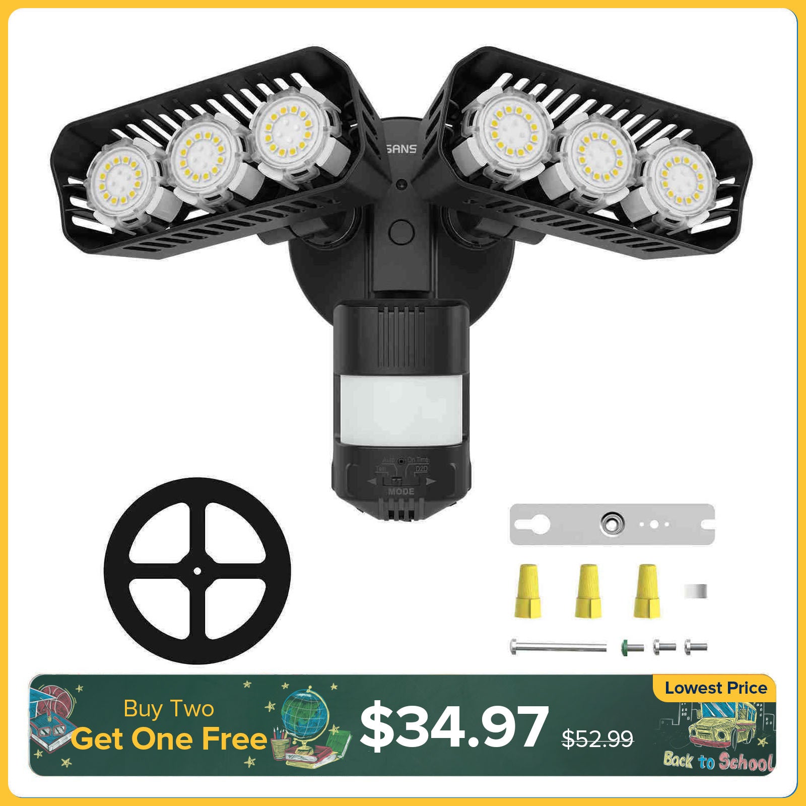 38W LED Security Light (Dusk to Dawn & Motion Sensor)(US CA ONLY)