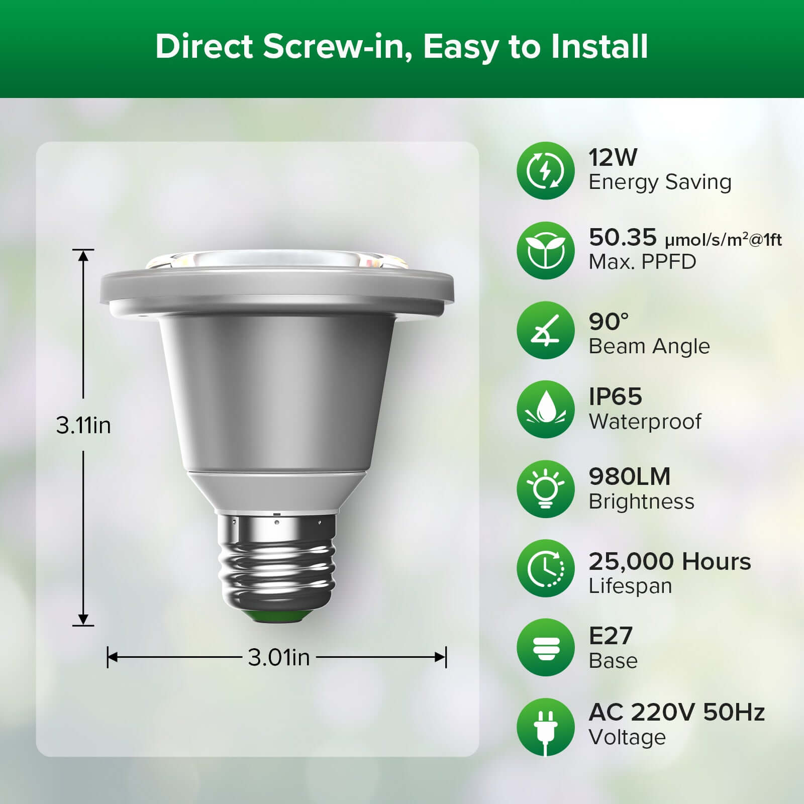 BR20 12W LED-Pflanzenlampe (NUR USA/EU)