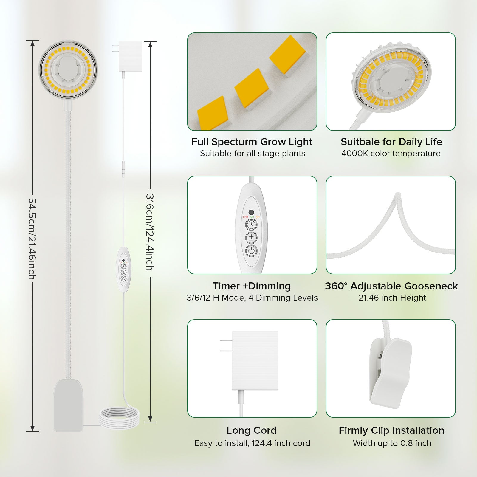SANSI 12W Pot Clip LED Grow Light (US ONLY)