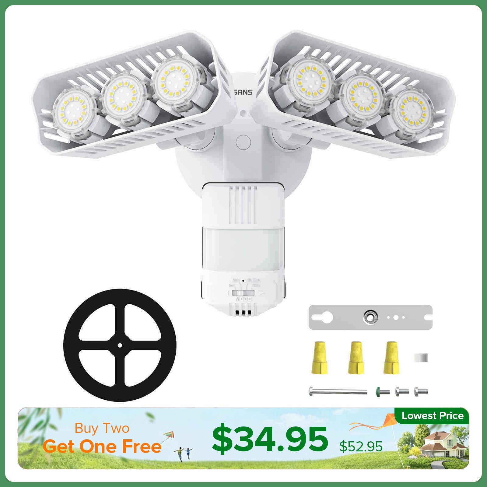 38-W-LED-Sicherheitslicht (Dämmerung bis Morgengrauen und Bewegungssensor) (NUR USA, Kalifornien)