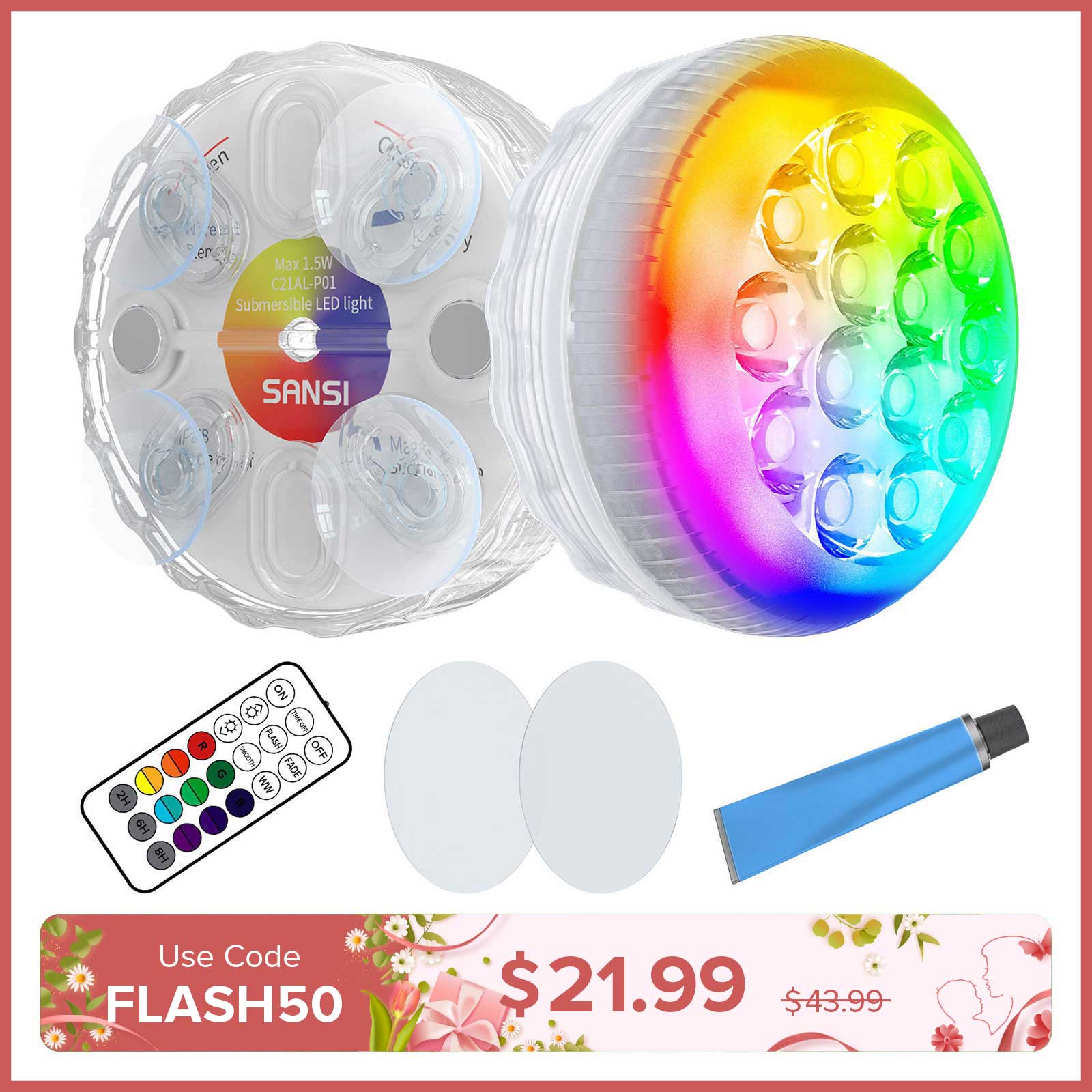 Upgraded RGB LED Submersible Pool Light