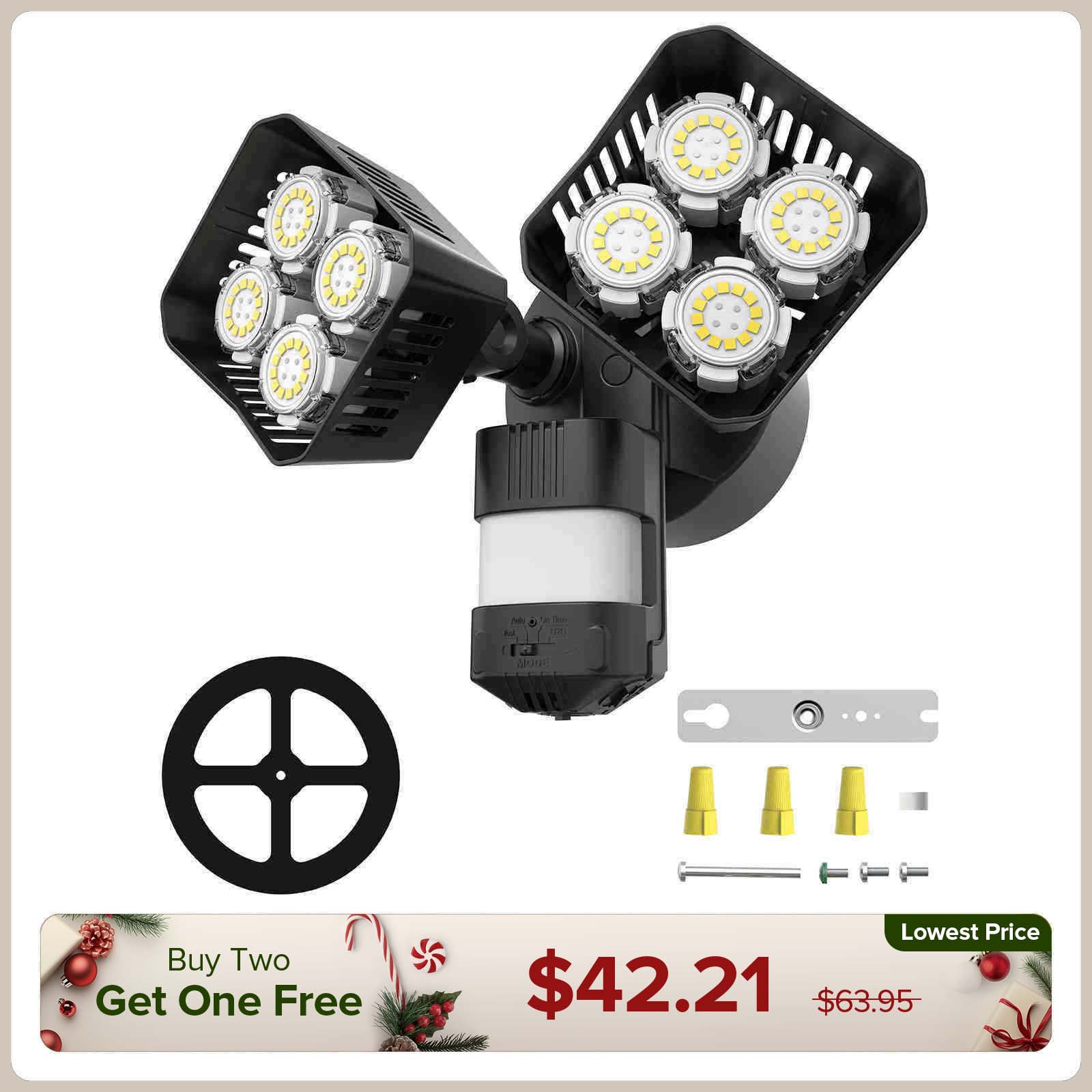 Square Upgraded 54W Led Security Light (Dusk to Dawn & Motion Sensor)(US/CA ONLY)