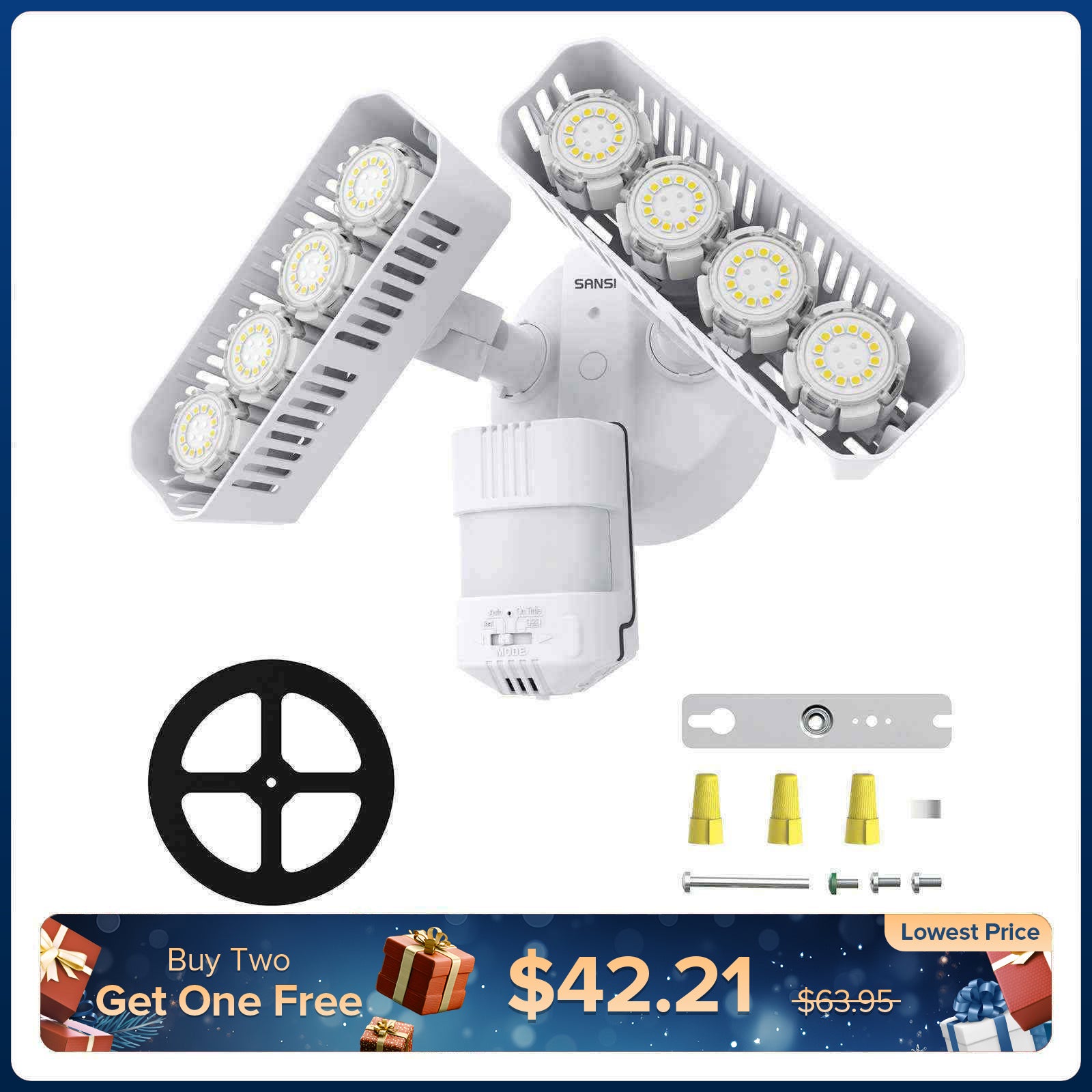 Rectangle Upgraded 54W Led Security Light (Dusk to Dawn&Motion Sensor)(US/CA ONLY)