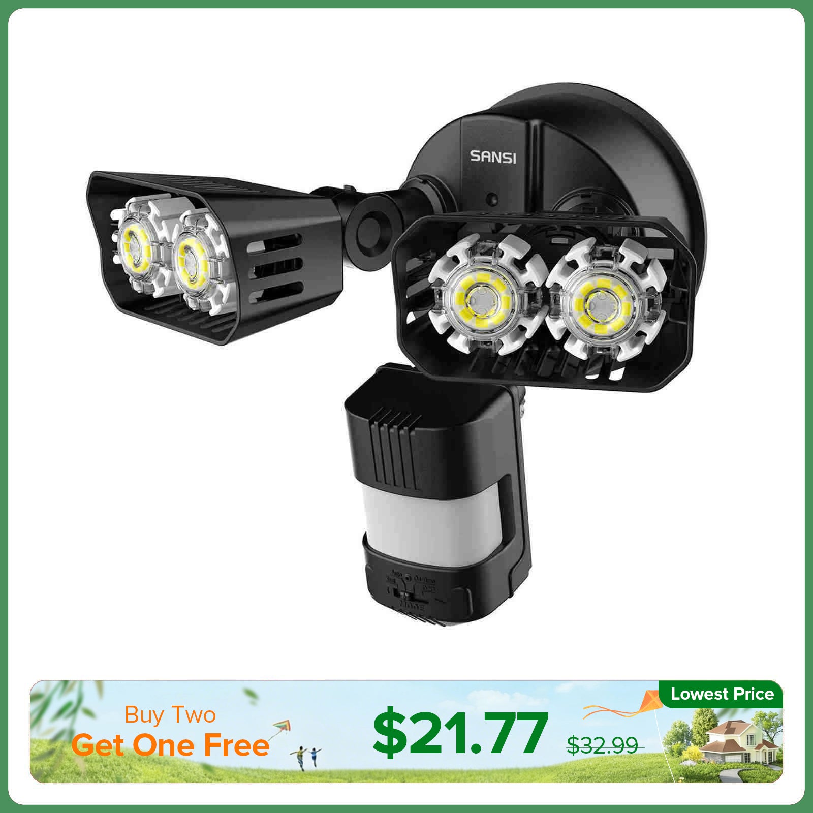 Luce di sicurezza a LED da 18 W (da tramonto ad alba e sensore di movimento)