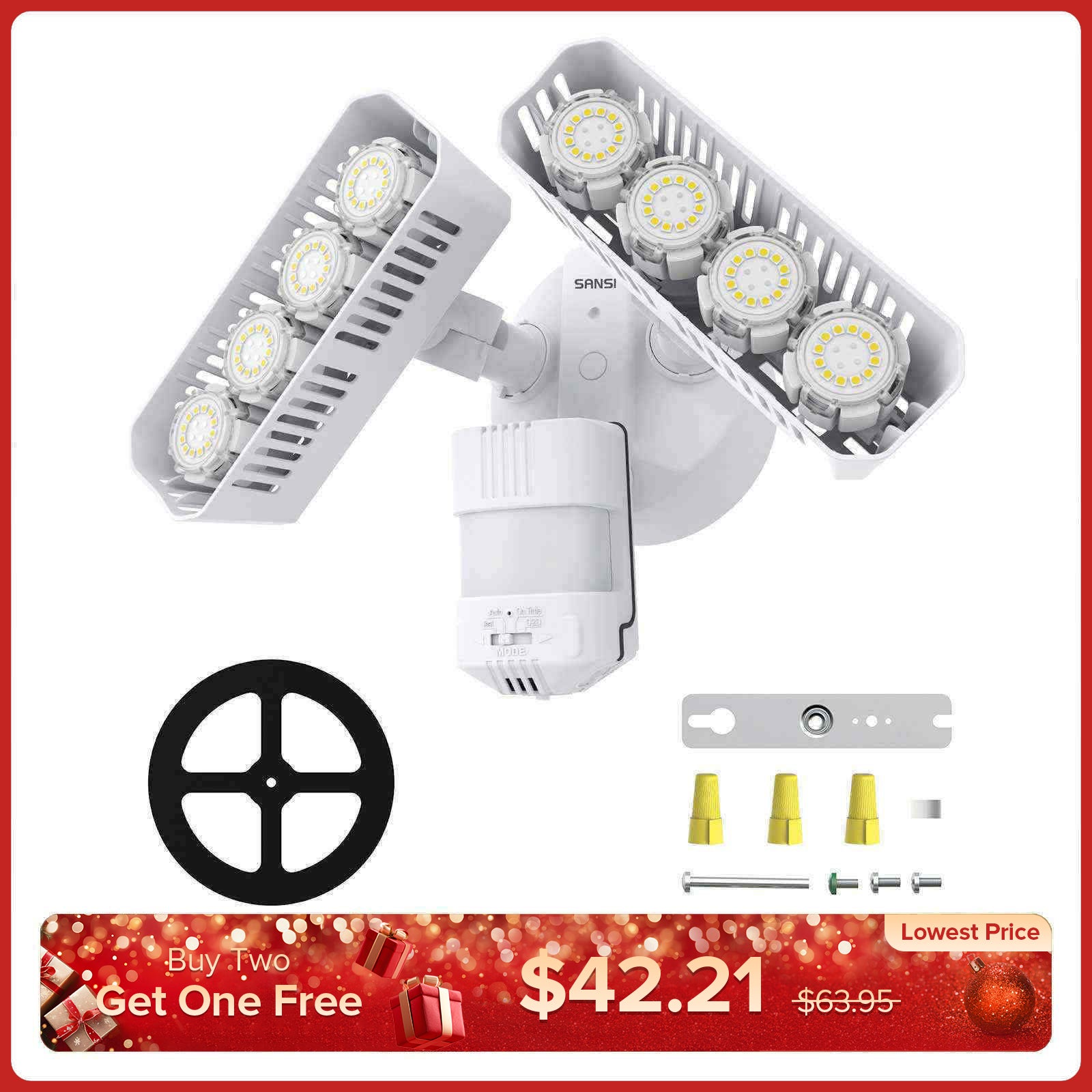 Rechteckiges, verbessertes 54-W-LED-Sicherheitslicht (Dämmerung bis Morgengrauen und Bewegungssensor) (NUR USA/KANADA)