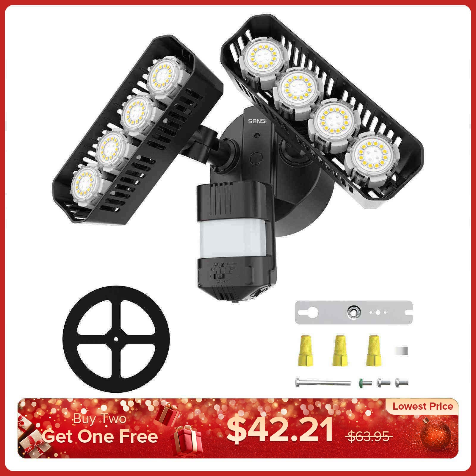 Rechteckiges, verbessertes 54-W-LED-Sicherheitslicht (Dämmerung bis Morgengrauen und Bewegungssensor) (NUR USA/KANADA)