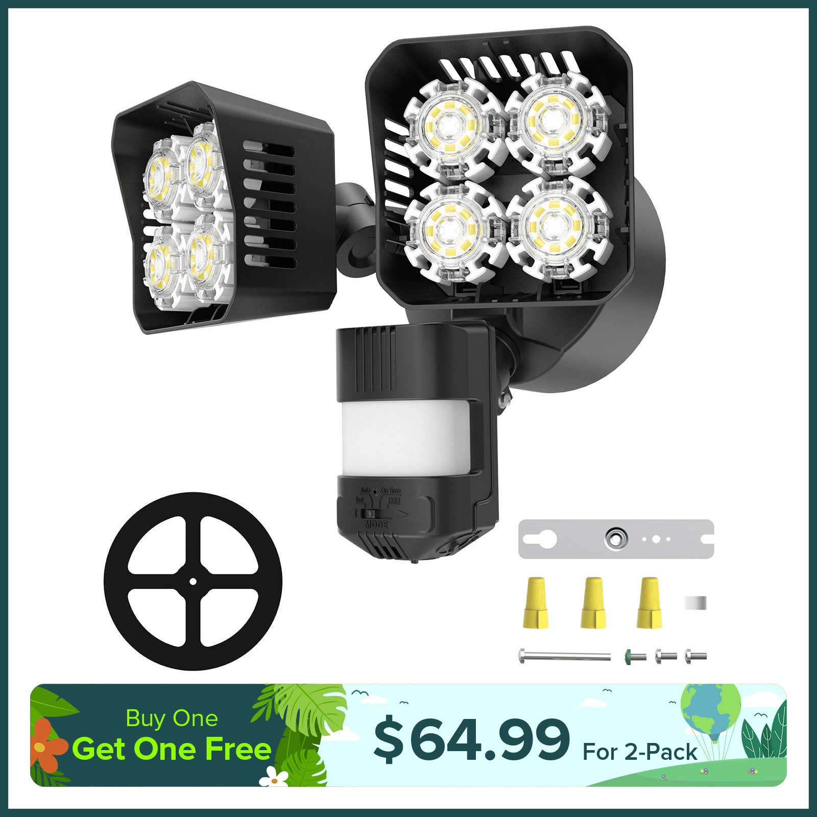 Square 36W LED Security Light (Dusk to Dawn & Motion Sensor)