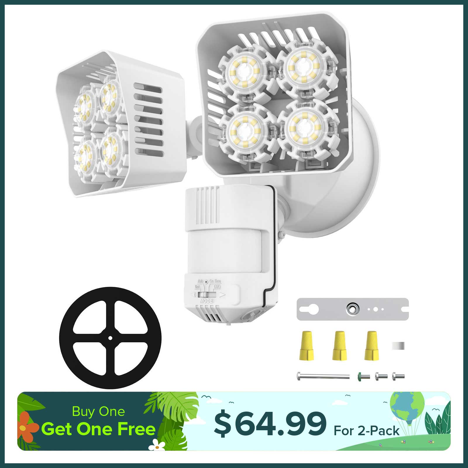 Square 36W LED Security Light (Dusk to Dawn & Motion Sensor)