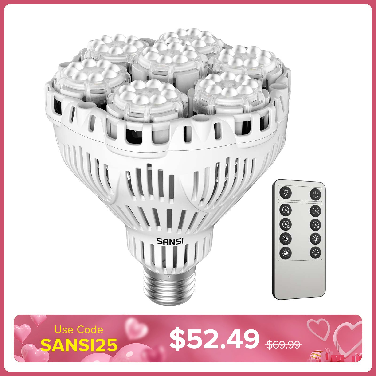 BR30 40W LED Grow Light Bulb With Remote Control