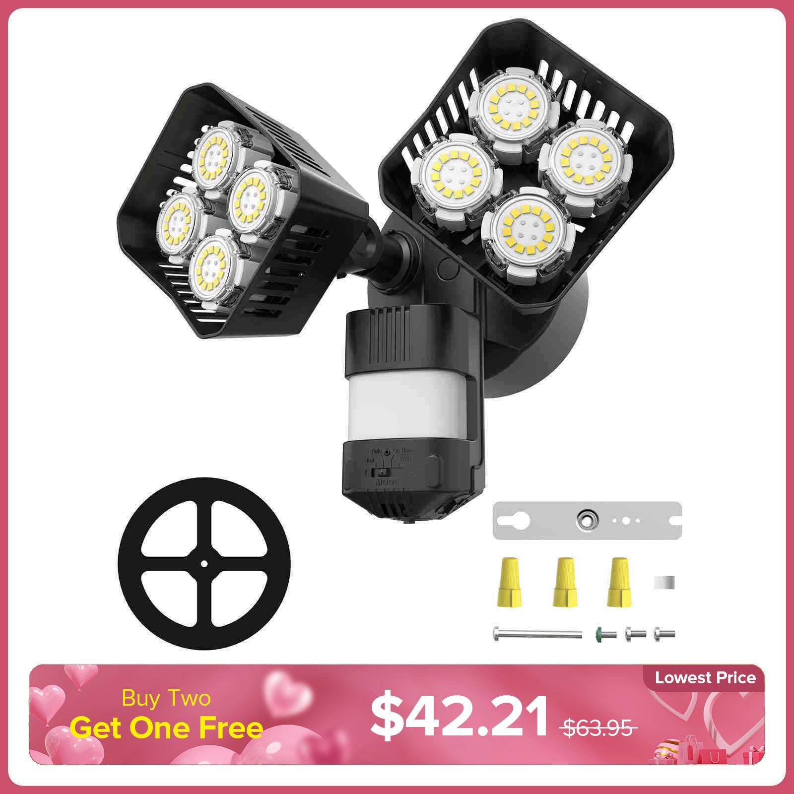 Square Upgraded 54W Led Security Light (Dusk to Dawn & Motion Sensor)(US/CA ONLY)