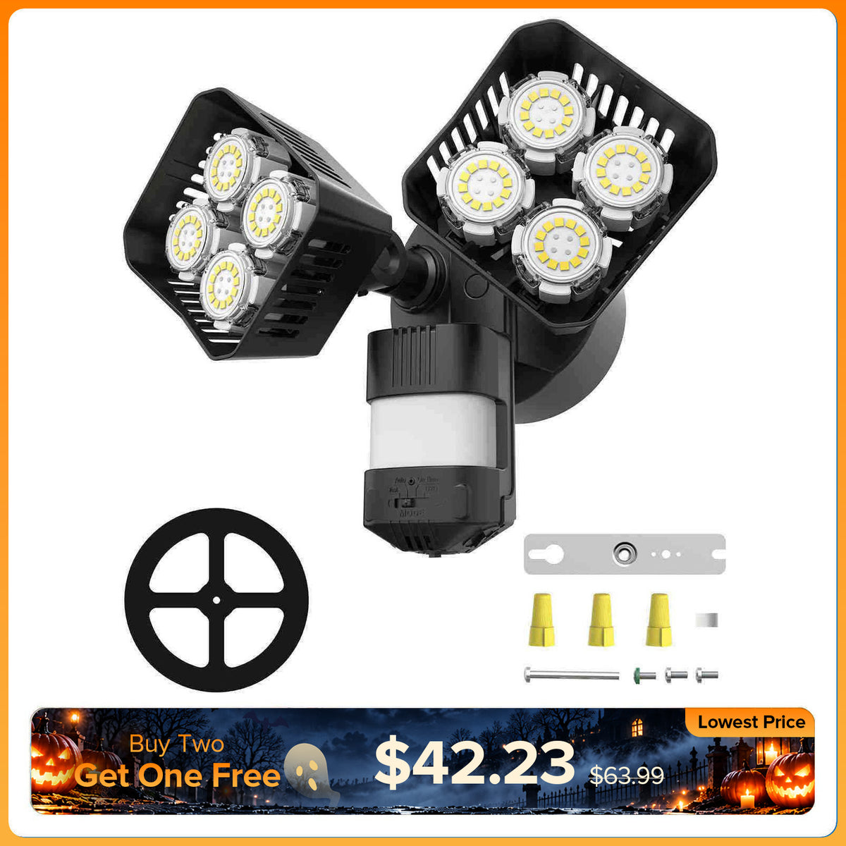 SANSI Square Upgraded 54W Led Security Light (Dusk to Dawn & Motion Sensor)(US/CA ONLY)