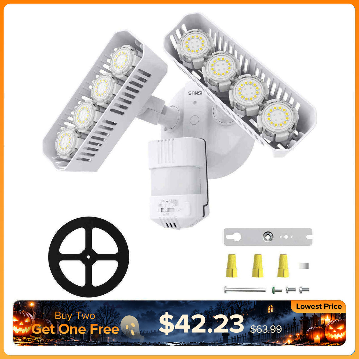 SANSI Rectangle Upgraded 54W Led Security Light (Dusk to Dawn&Motion Sensor)(US/CA ONLY)