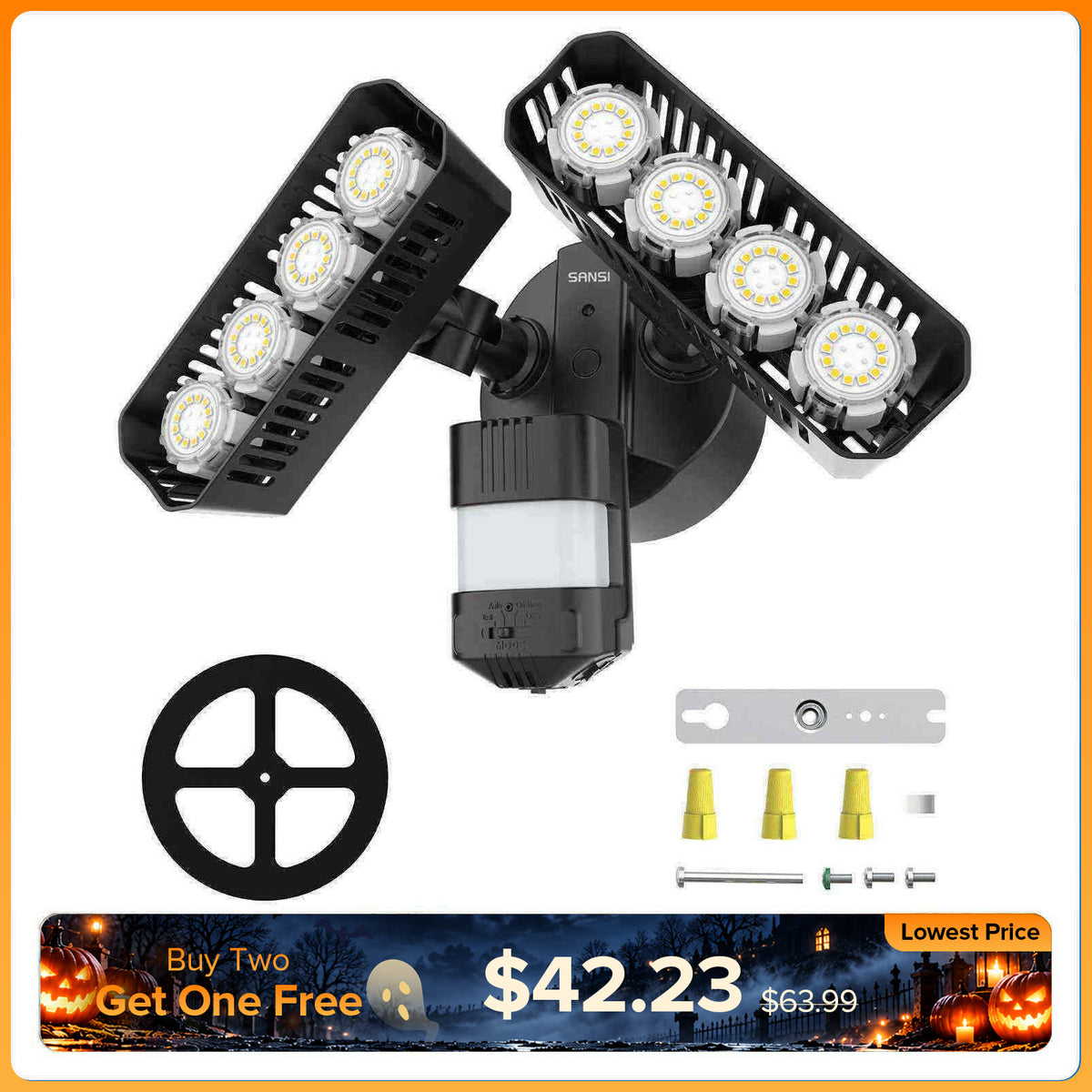 SANSI Rectangle Upgraded 54W Led Security Light (Dusk to Dawn&Motion Sensor)(US/CA ONLY)