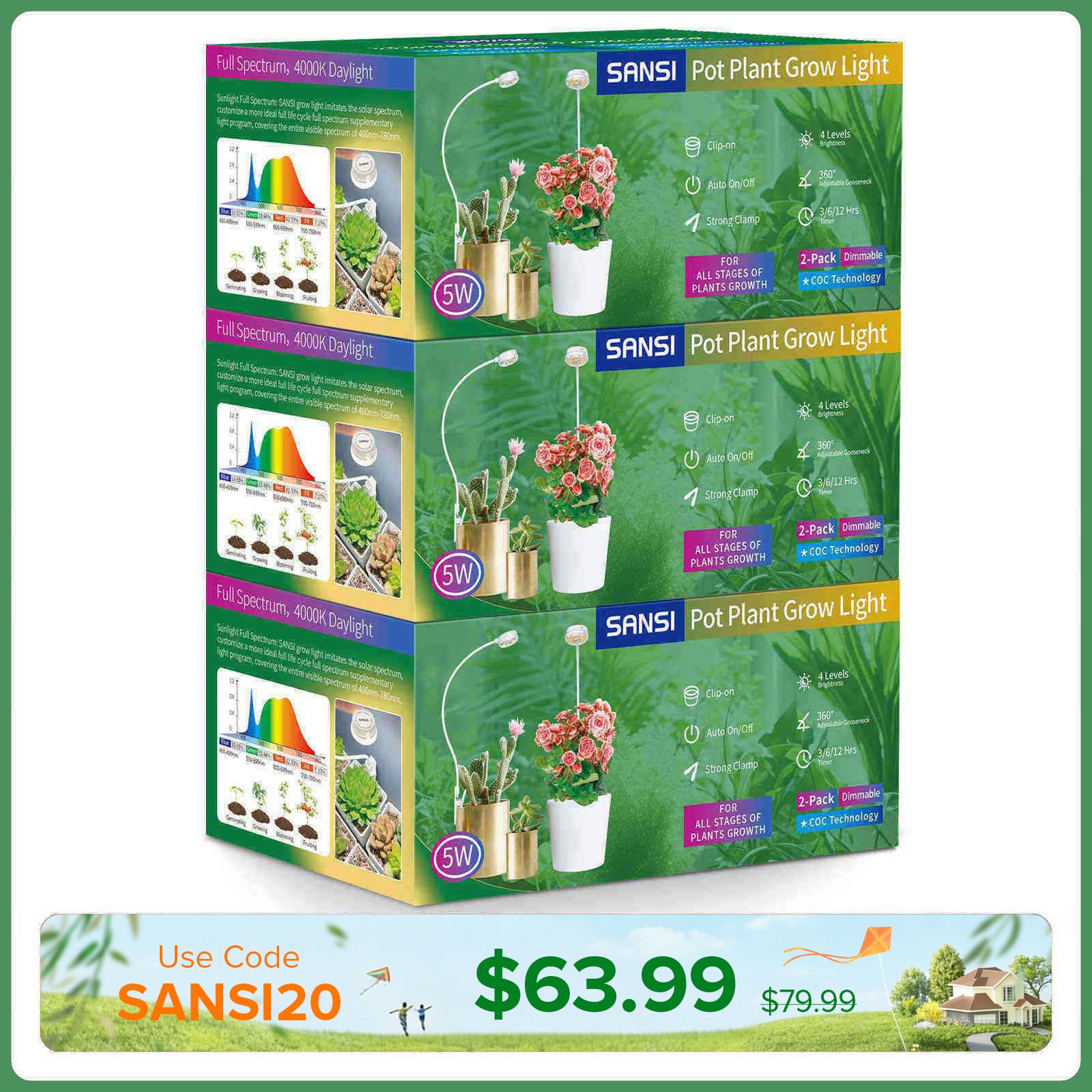 (Gift Packing) 5W Pot Clip LED Grow Light (US/CA ONLY)