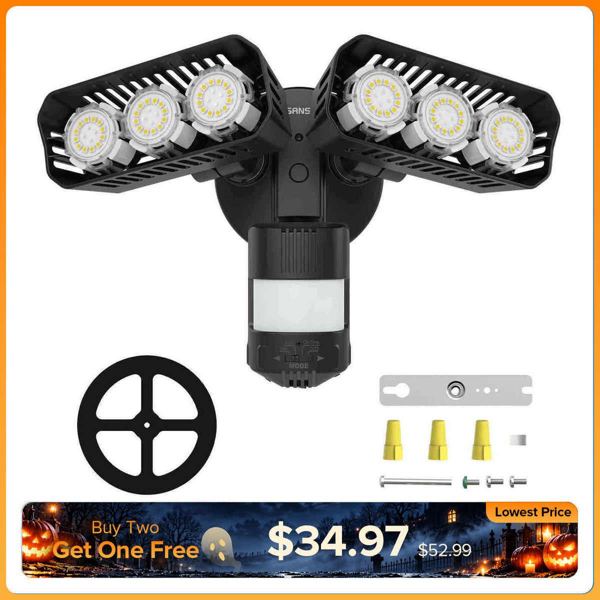 SANSI 38W LED Security Light (Dusk to Dawn & Motion Sensor)(US CA ONLY)