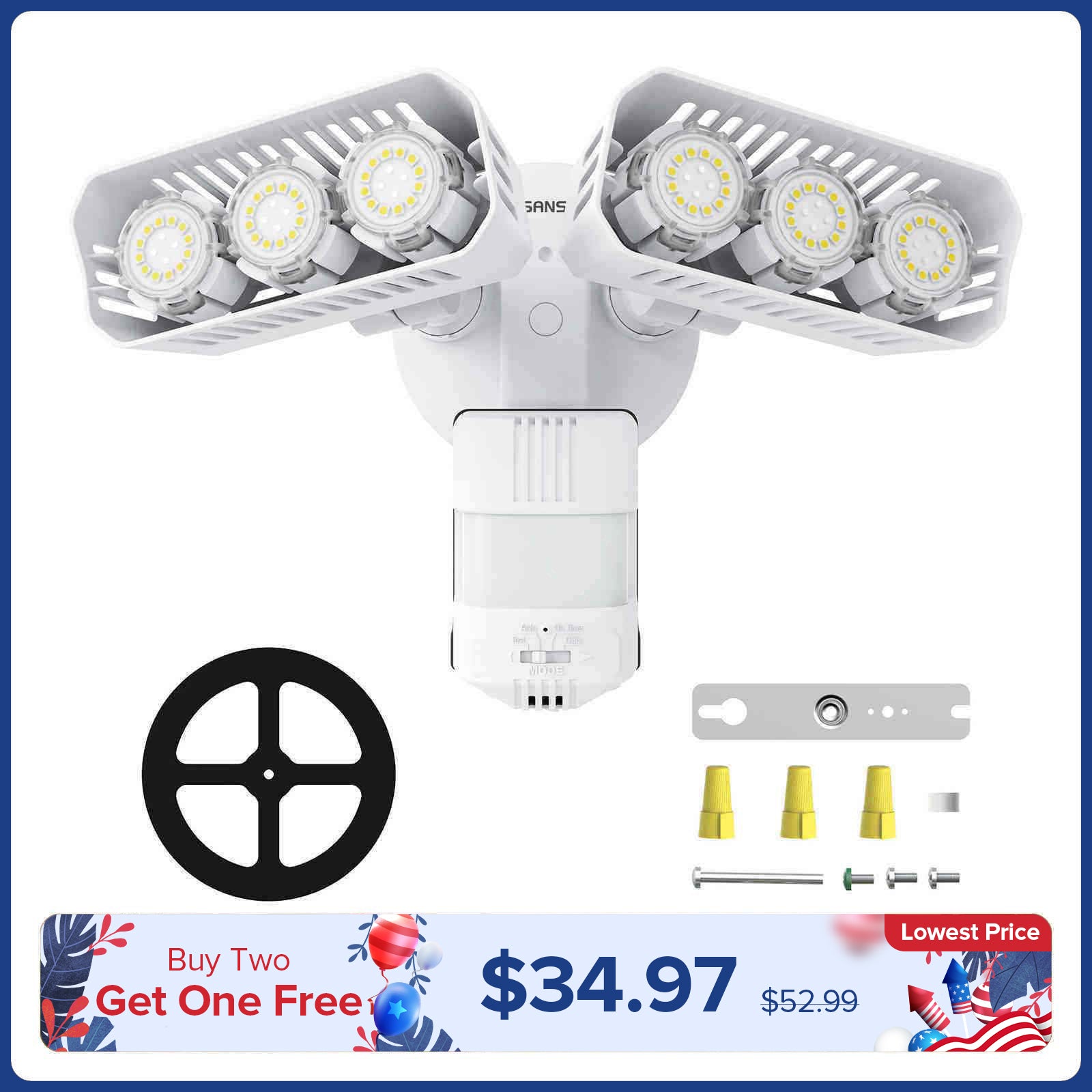 38W LED Security Light (Dusk to Dawn & Motion Sensor)(US CA ONLY)