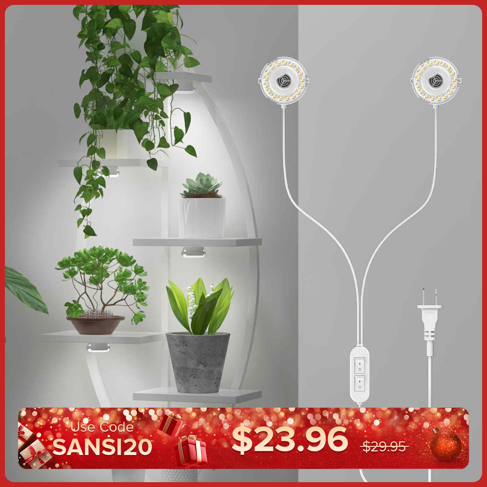 10W Vollspektrum 2-Kopf-Wachstumslichter mit Timer/ohne Timer