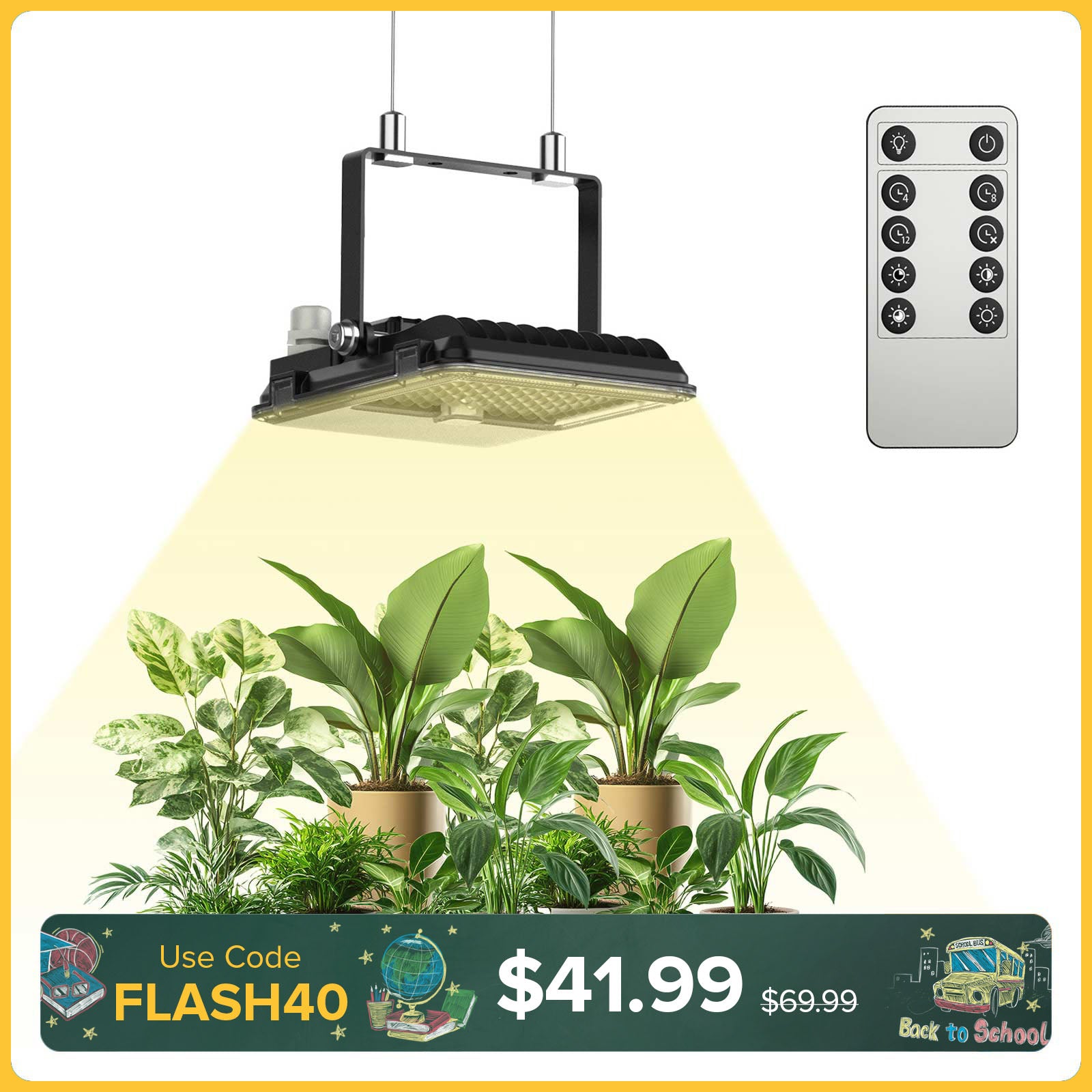 SANSI 45W Panel LED Grow Light | Remote Control (US/EU ONLY