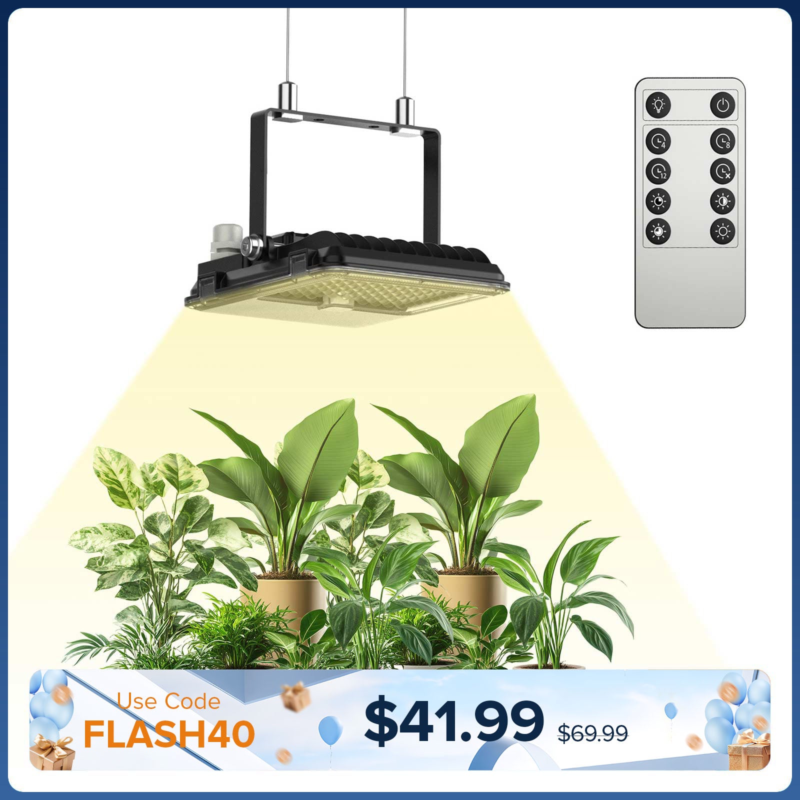 SANSI 45W Lampe de culture LED panneau | Télécommande (US/EU UNIQUEMENT)