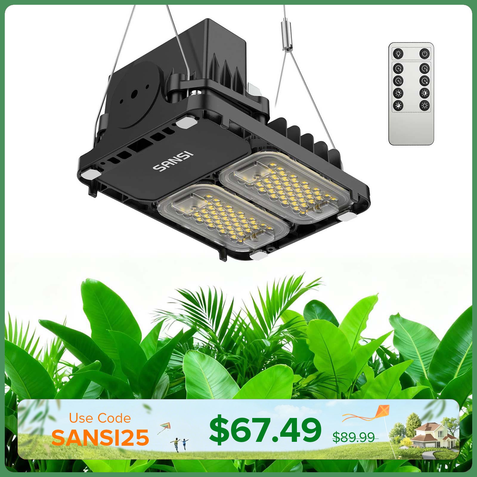 Lampada LED da coltivazione SANSI da 70 W | Telecomando