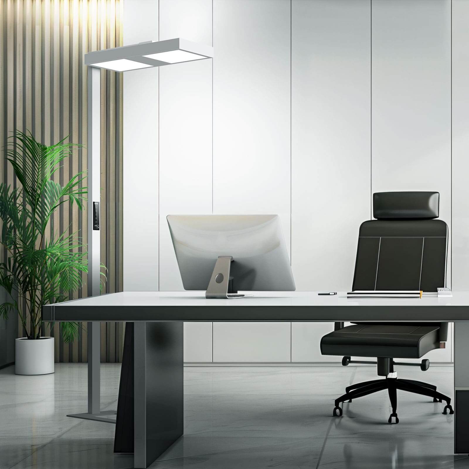 SANSI 82" Tall 150W LED Floor Lamp Modern, 4000K Natural Daylight, 14000LM Dimmable Bright Reading Work Light, Upgraded Reflective Patented Eye Caring Study Lamp for Studio Office Living Room Bedroom