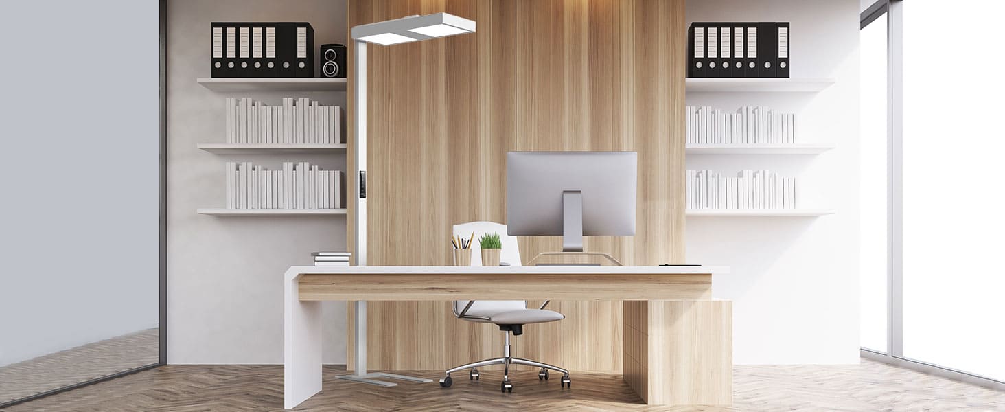 SANSI 82" Tall 150W LED Floor Lamp Modern, 4000K Natural Daylight, 14000LM Dimmable Bright Reading Work Light, Upgraded Reflective Patented Eye Caring Study Lamp for Studio Office Living Room Bedroom